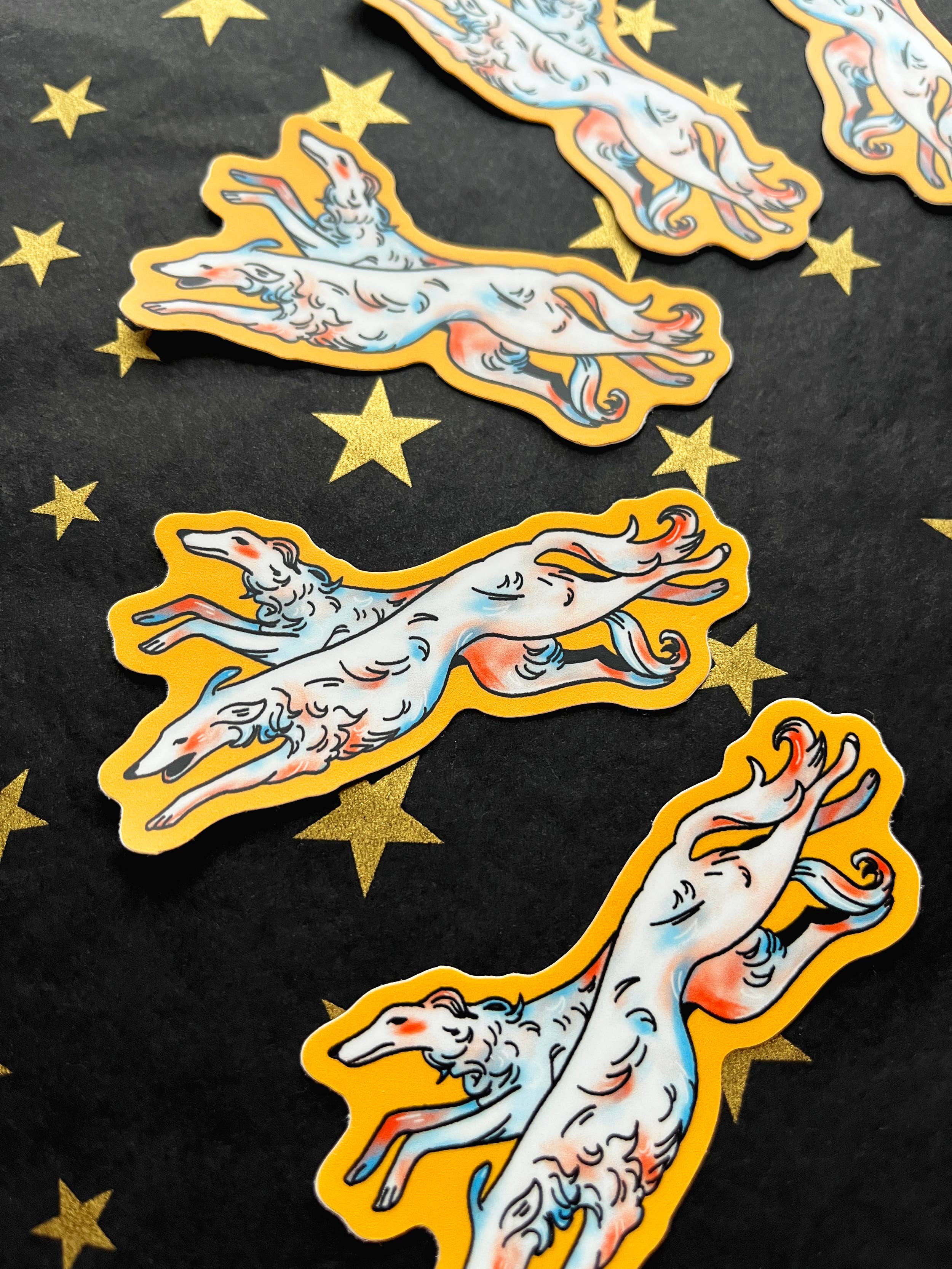 Running Borzoi Waterproof Vinyl Sticker