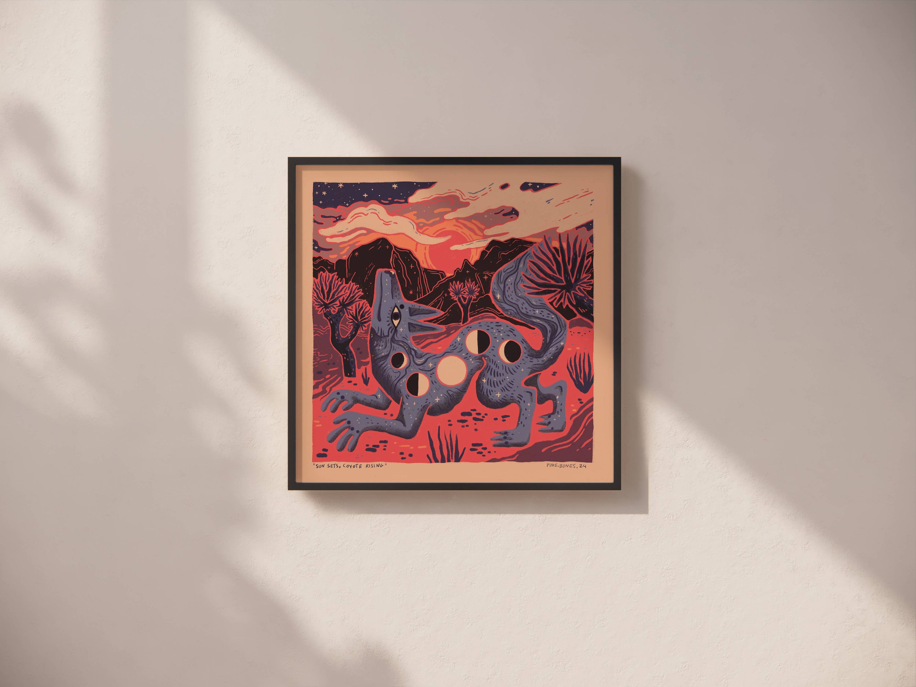 Coyote Rising - 8x8 Nature Wilderness Art Print 