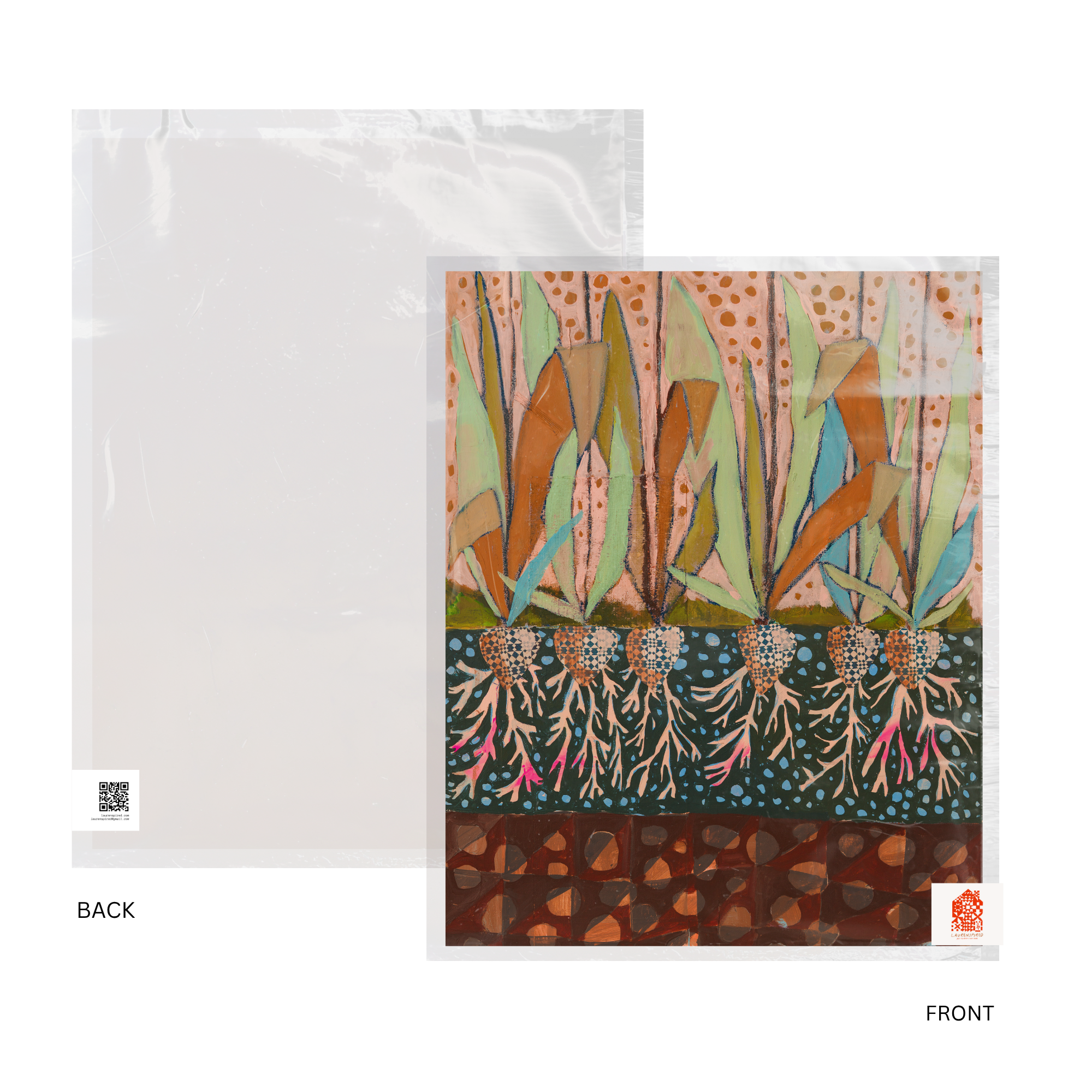 Tulip Bulbs, Floral Wall Art, quilt art, colorful print: 8″×10″