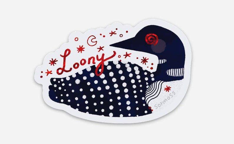 Common Loon "Loony" Glitter & Holographic Stickers: Glitter