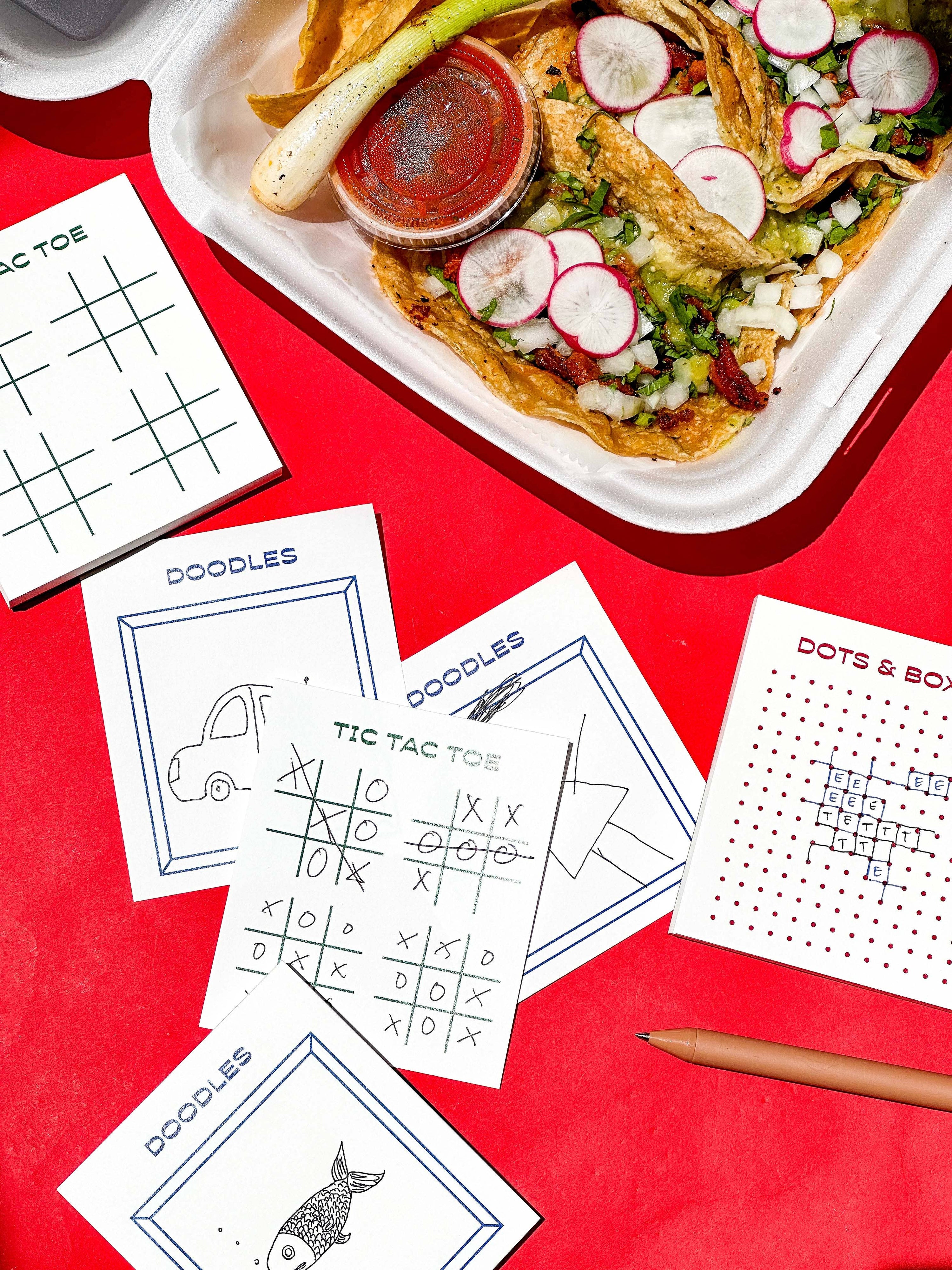 Gaming Notepad 3 Pack - Tic Tac Toe, Dots & Boxes, Doodles
