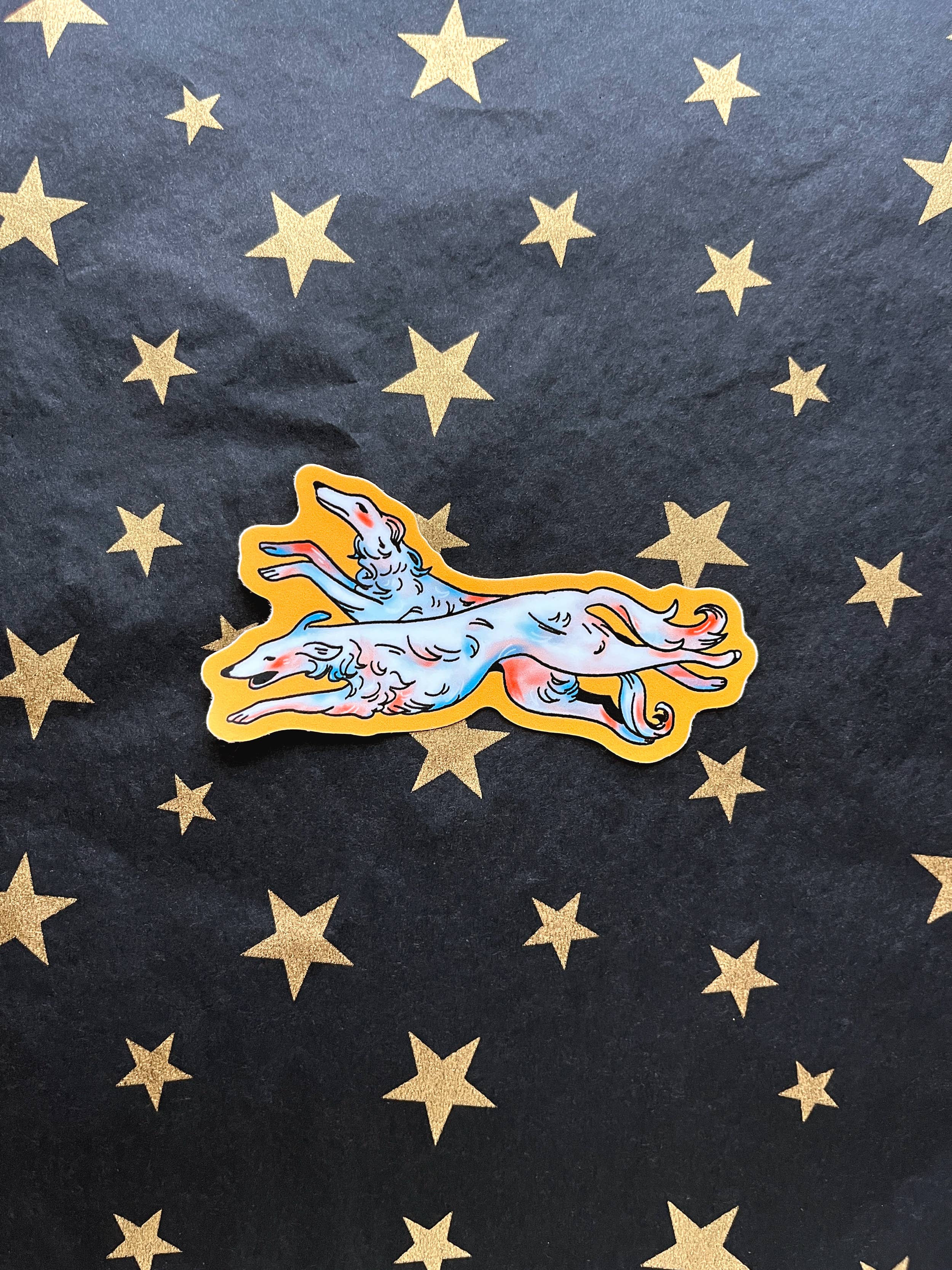 Running Borzoi Waterproof Vinyl Sticker