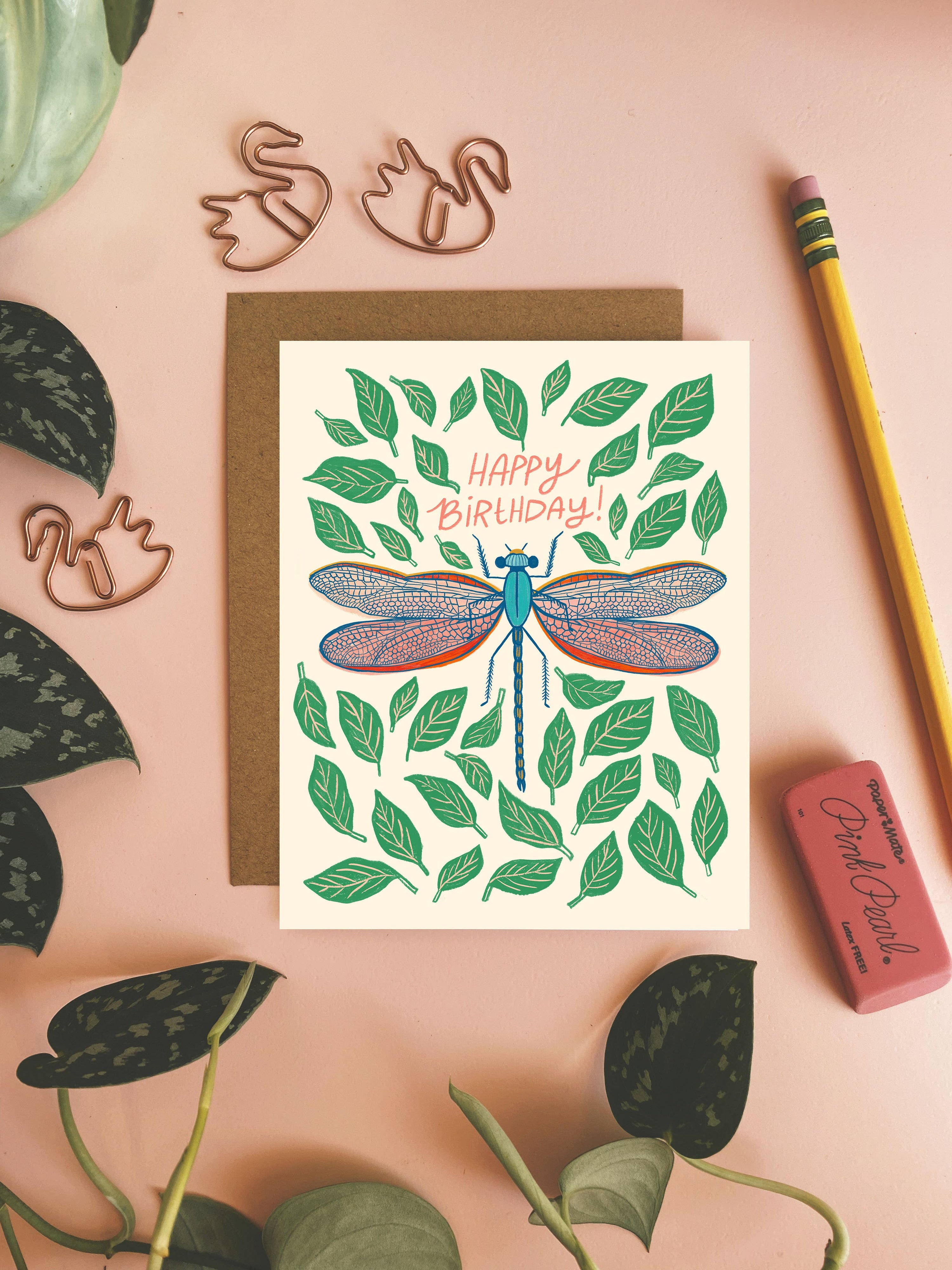 Happy Birthday Dragonfly - Greeting Card: 4.25 x 5.5 inches