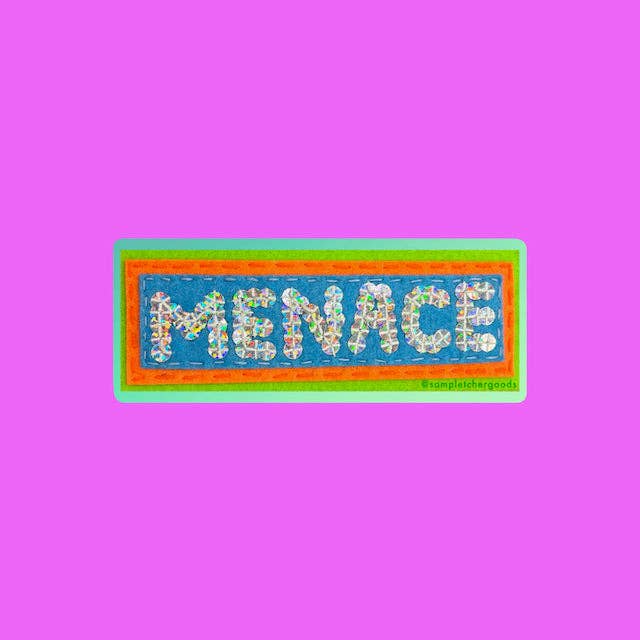 MENACE ~ Sequin Patch Inspired Waterproof Holographic Sticker