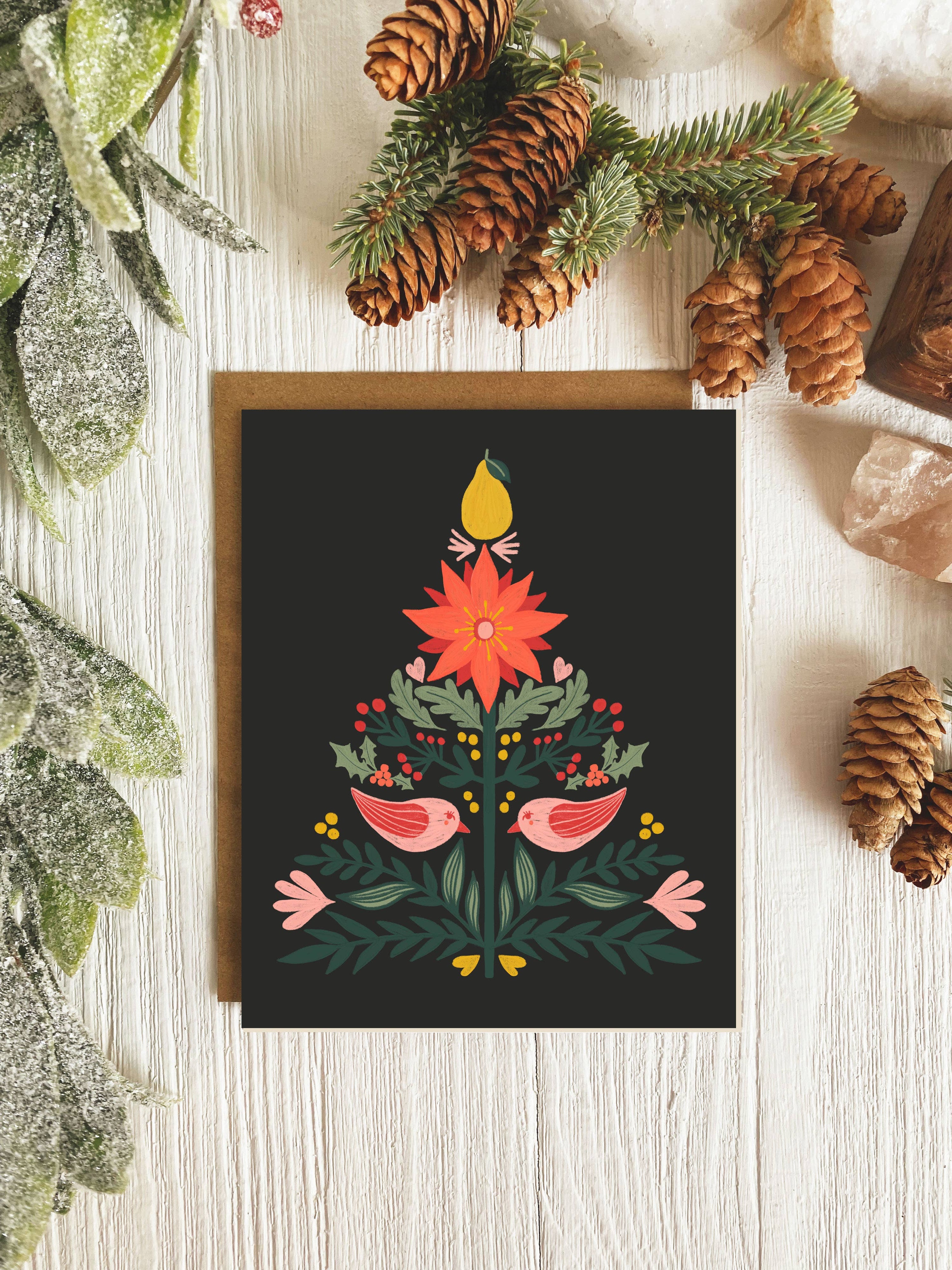 Christmas Folk Art Card SET of 6 | Scandinavian Yule