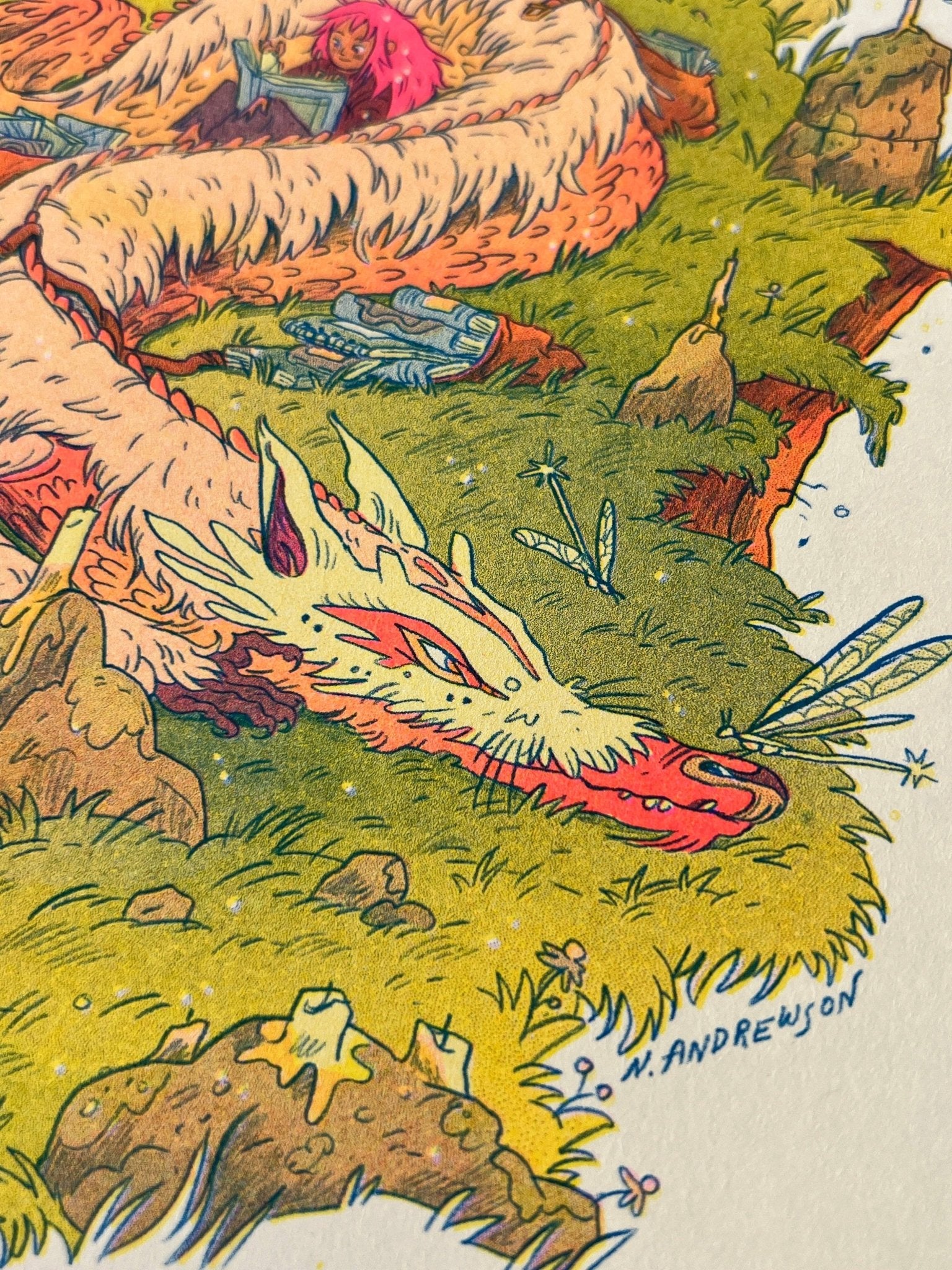 Natalie Andrewson - The Book Dragon - Small Riso Print - VISUAL INDEX