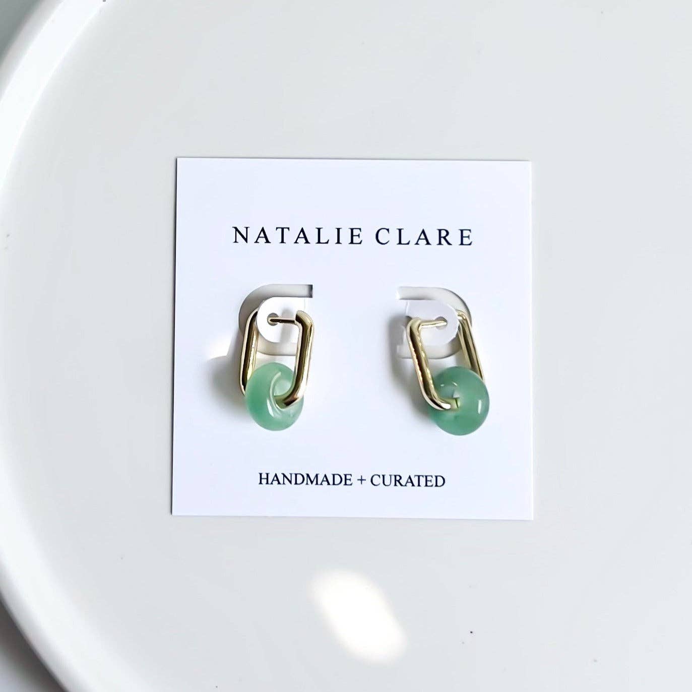 Green Aventurine Hoops