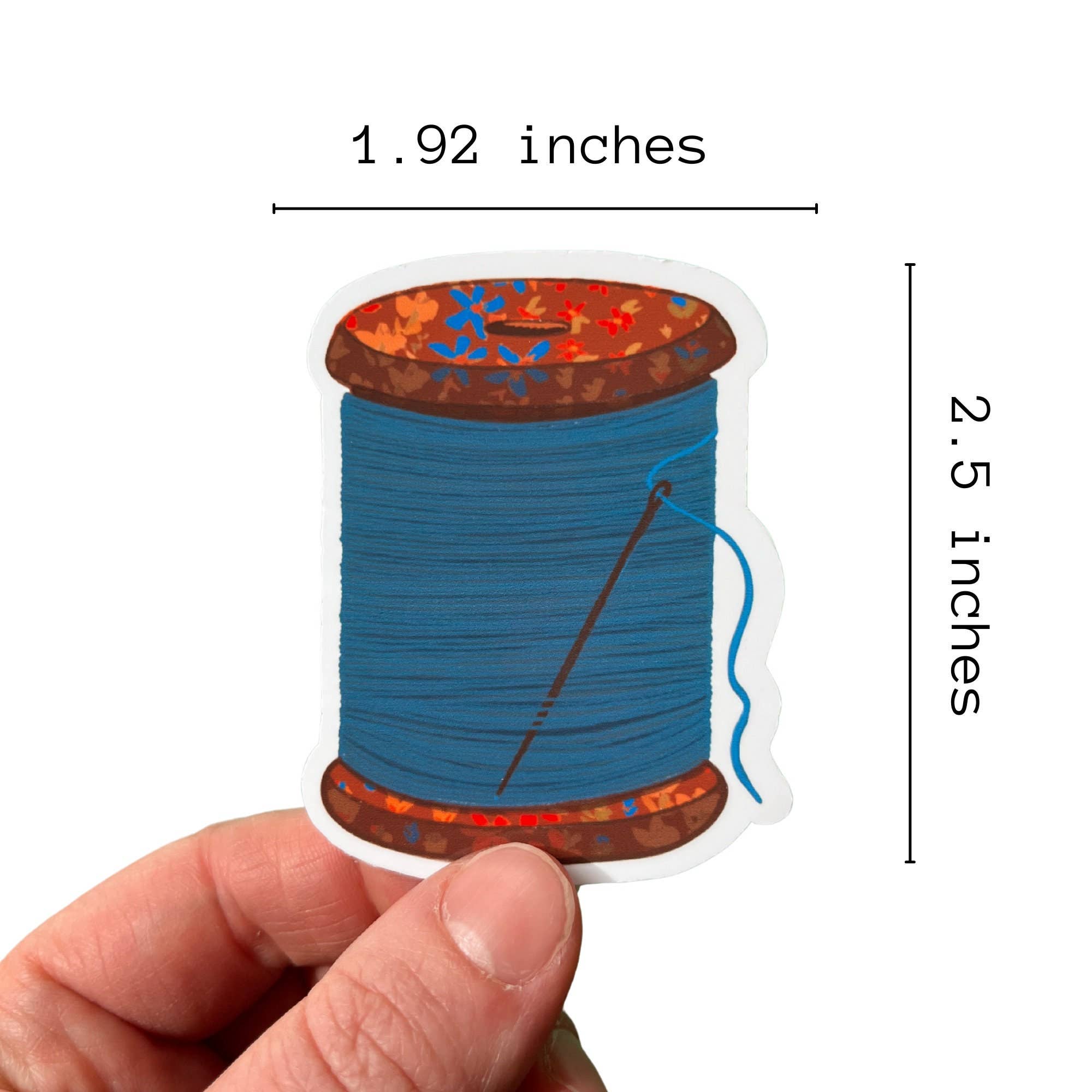 Blue Spool Of Thread Vinyl Stickers, Quilting Sewing Sticker
