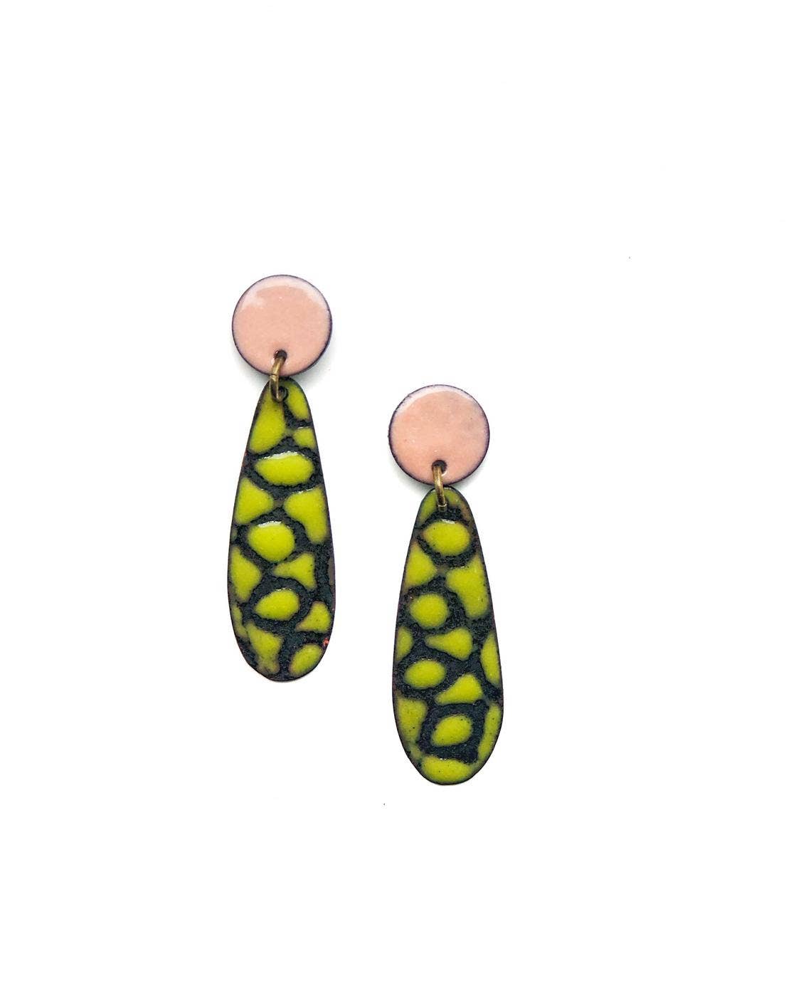 Enamel Stud Dangle Earrings