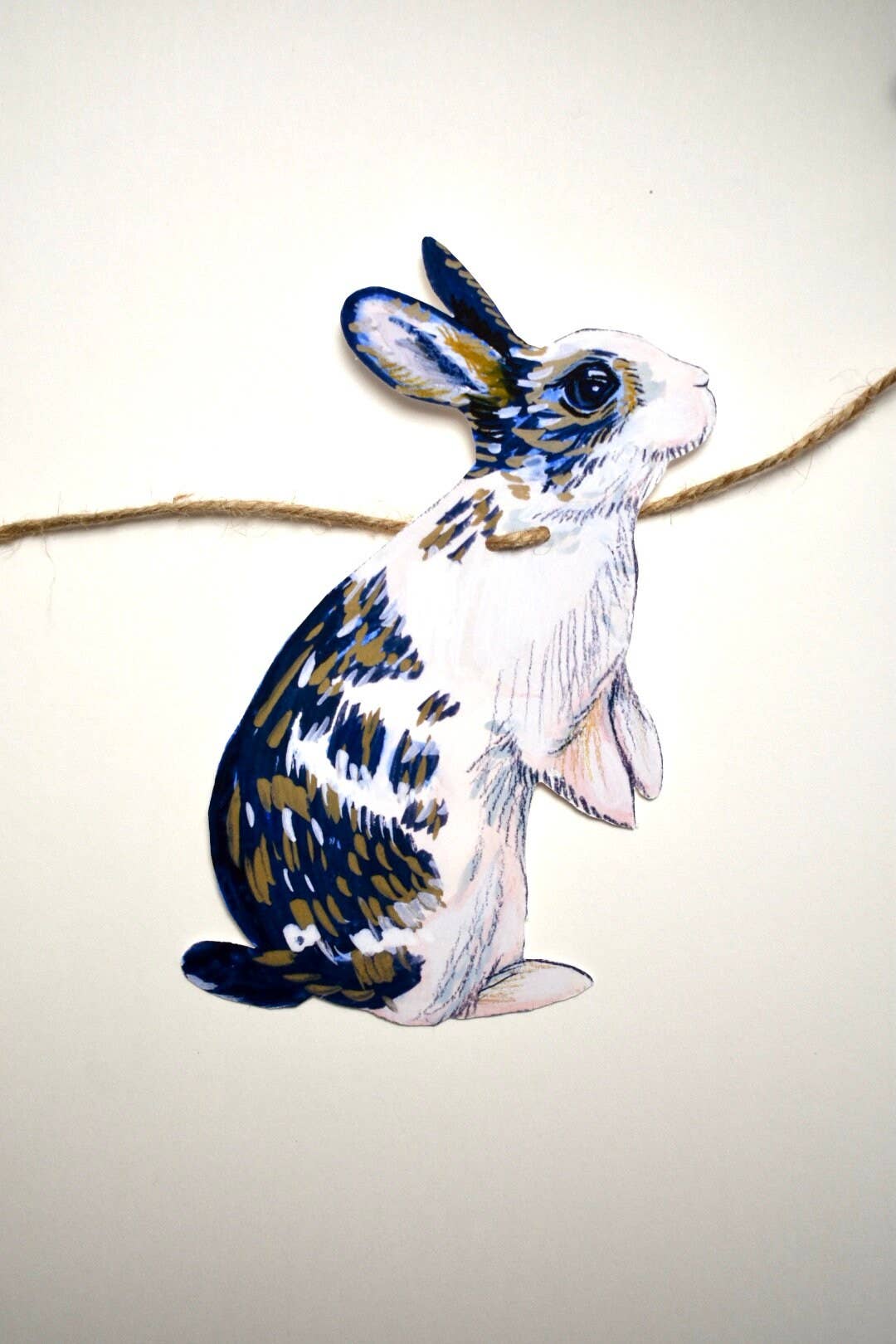 Rabbits Garland - Illustrated hares paper bunting, Nature Lover Garland