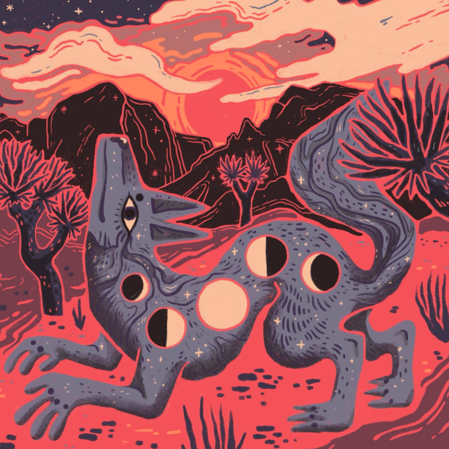 Coyote Rising - 8x8 Nature Wilderness Art Print 