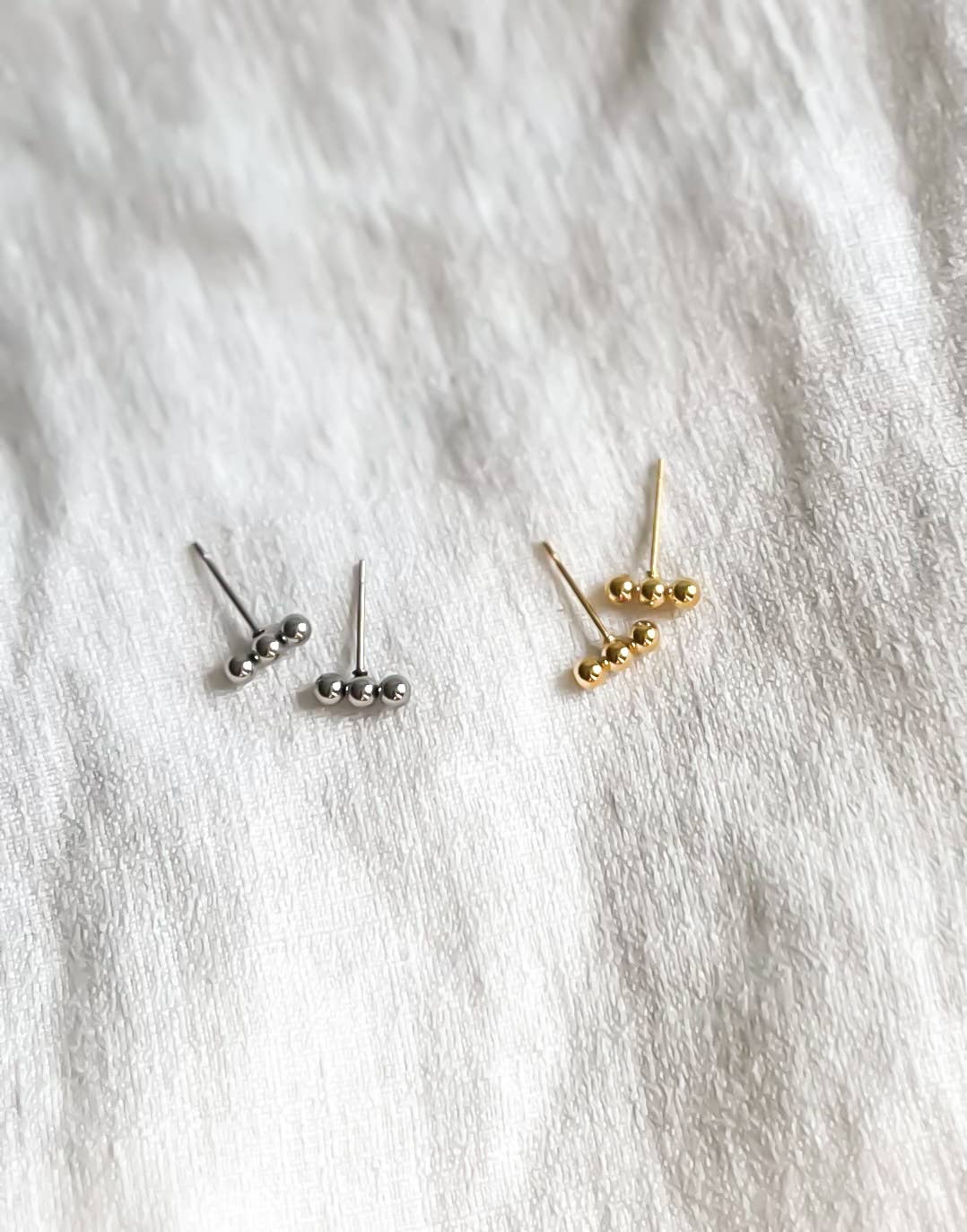 Three Bead Stud: Silver