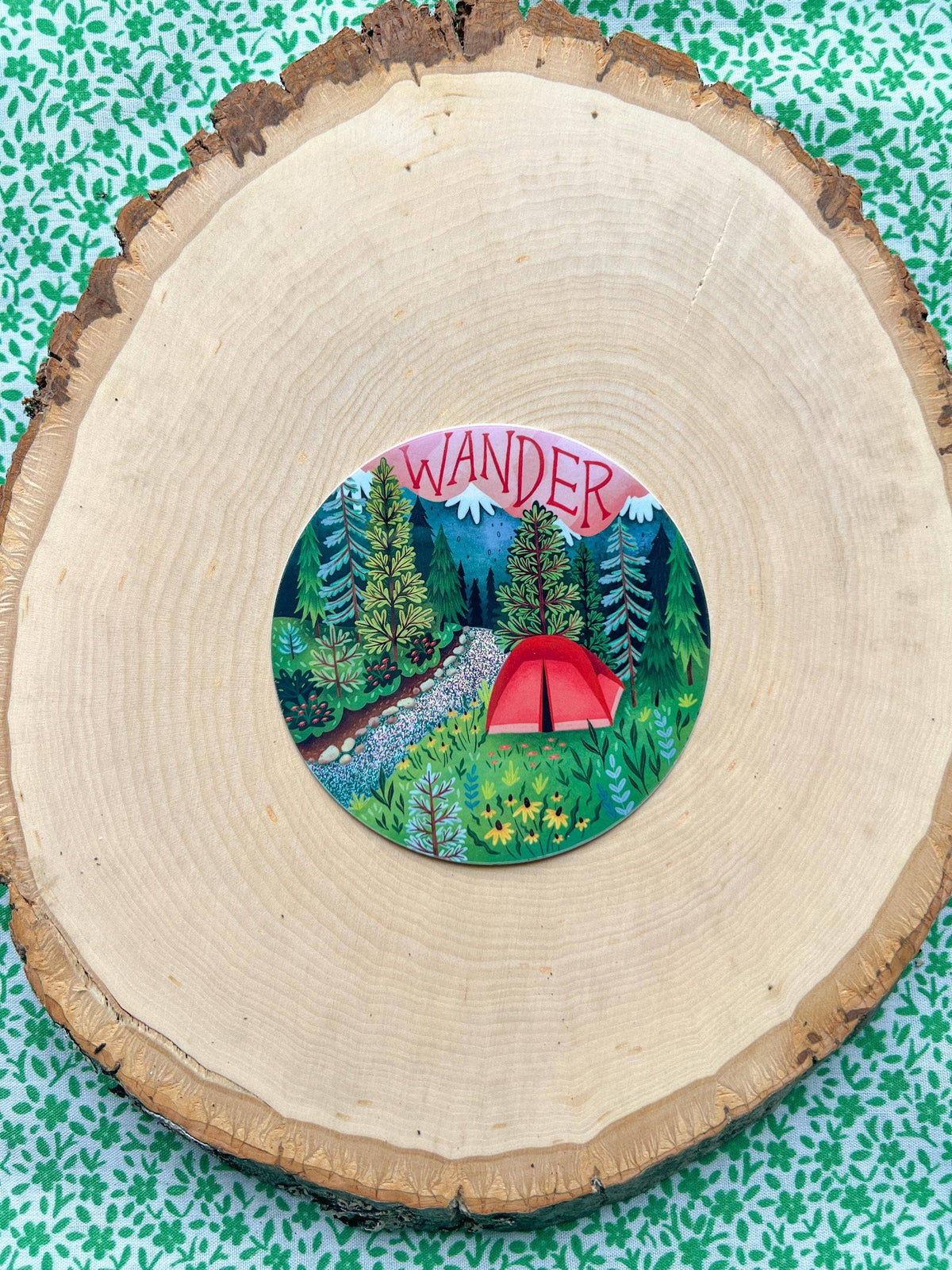 Wander Glittery Camping Vinyl Sticker