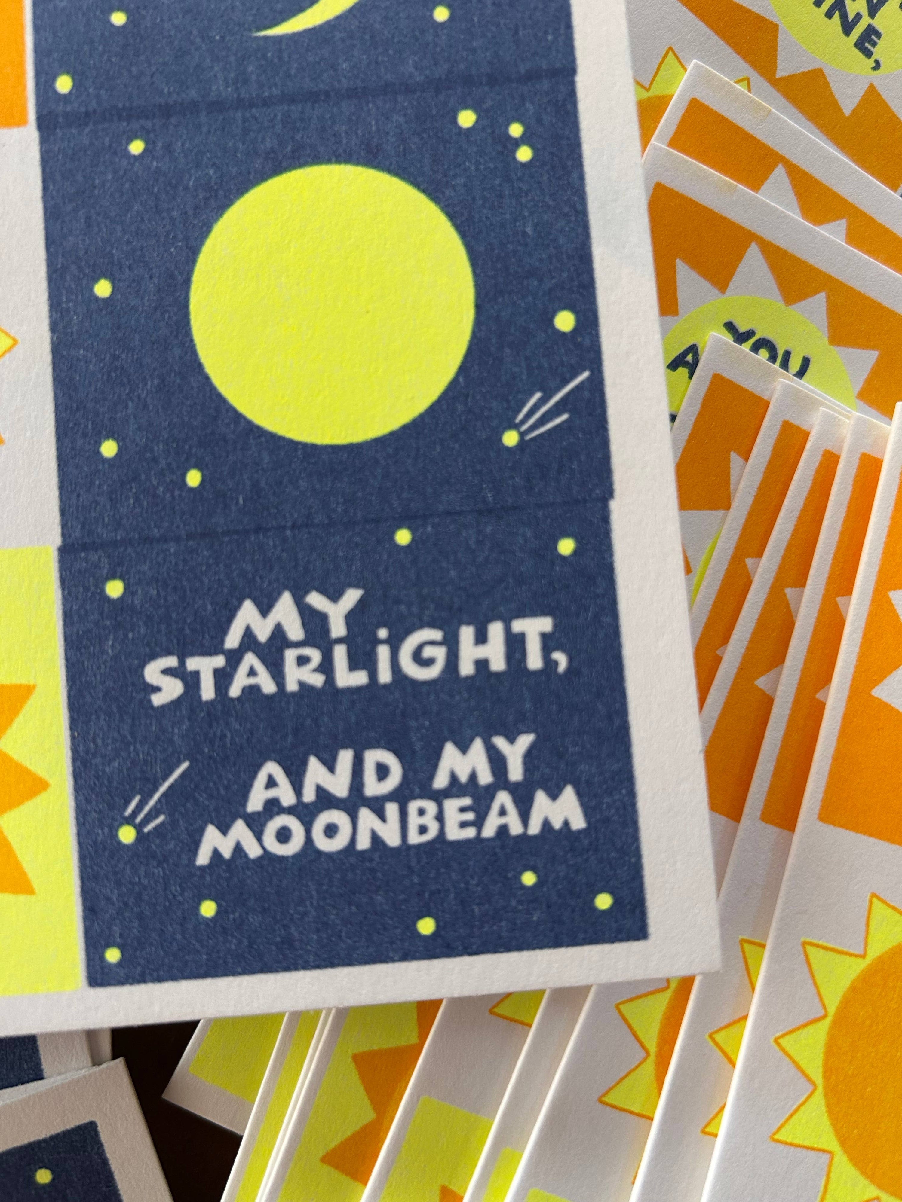 Sunshine, Starlight, Moonbeam - Risograph Greeting Card