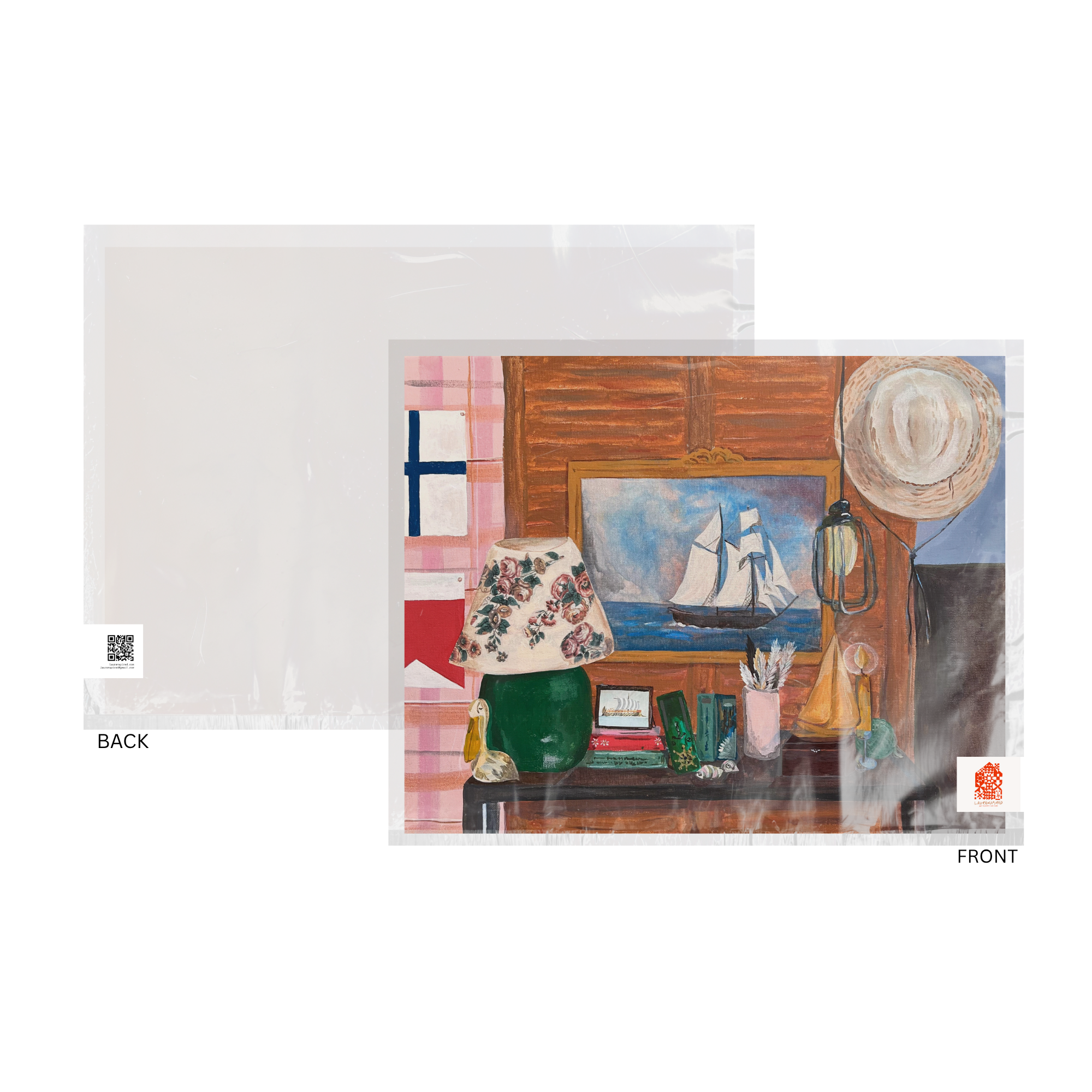 Retro Beach House art print, coastal wall art, nautical art: 8″×10″