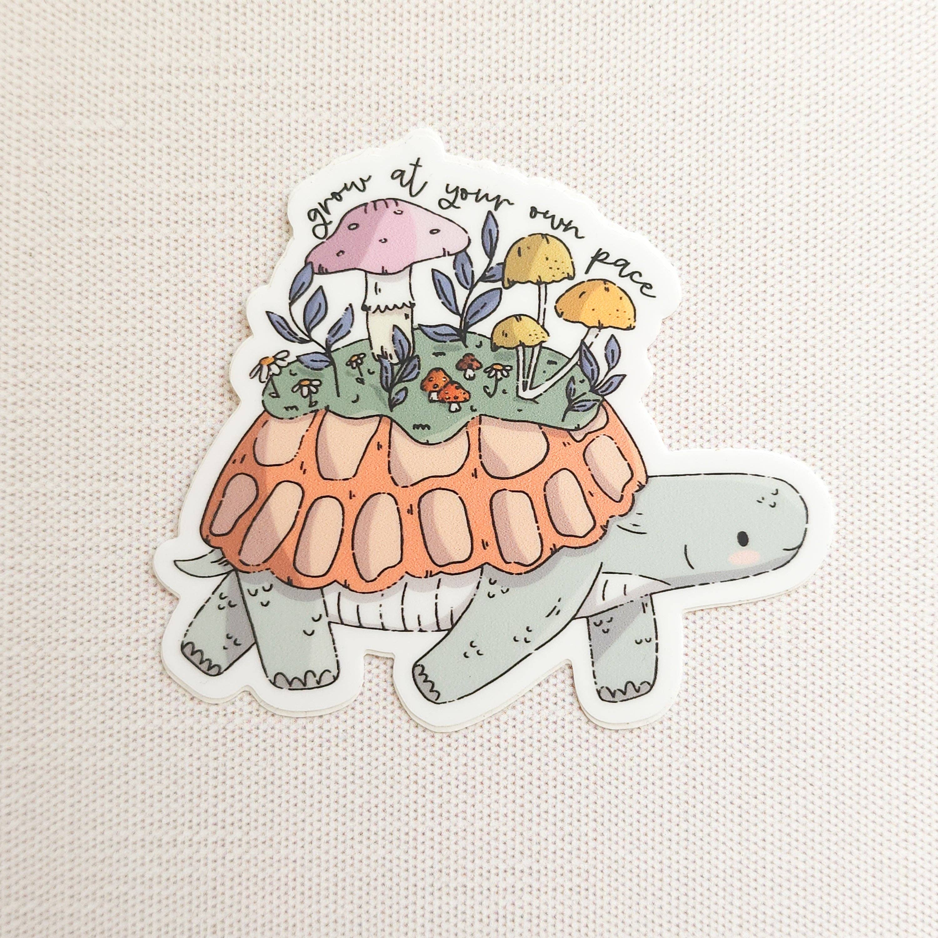 Mushroom Meadow Turtle Vinyl Sticker