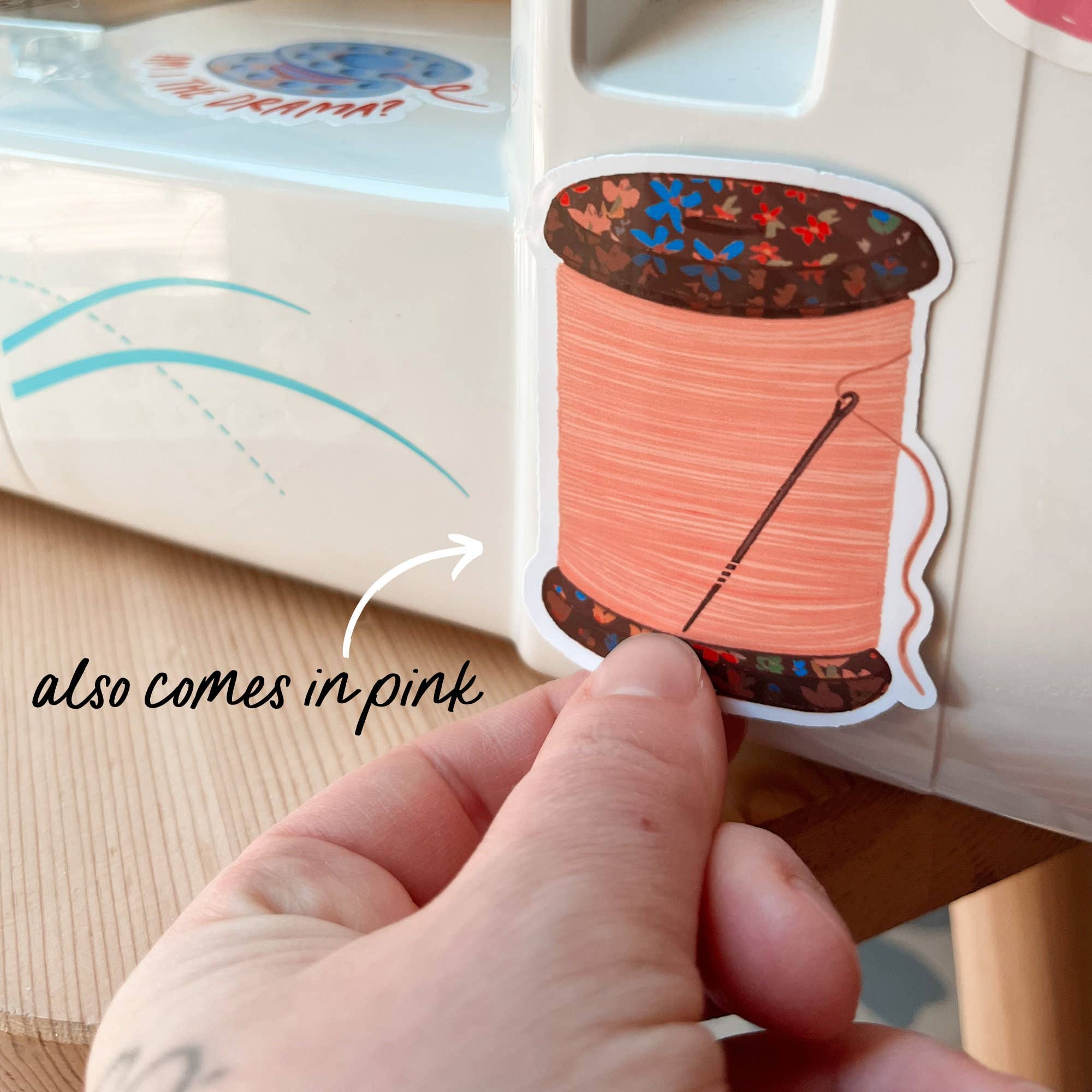 Blue Spool Of Thread Vinyl Stickers, Quilting Sewing Sticker