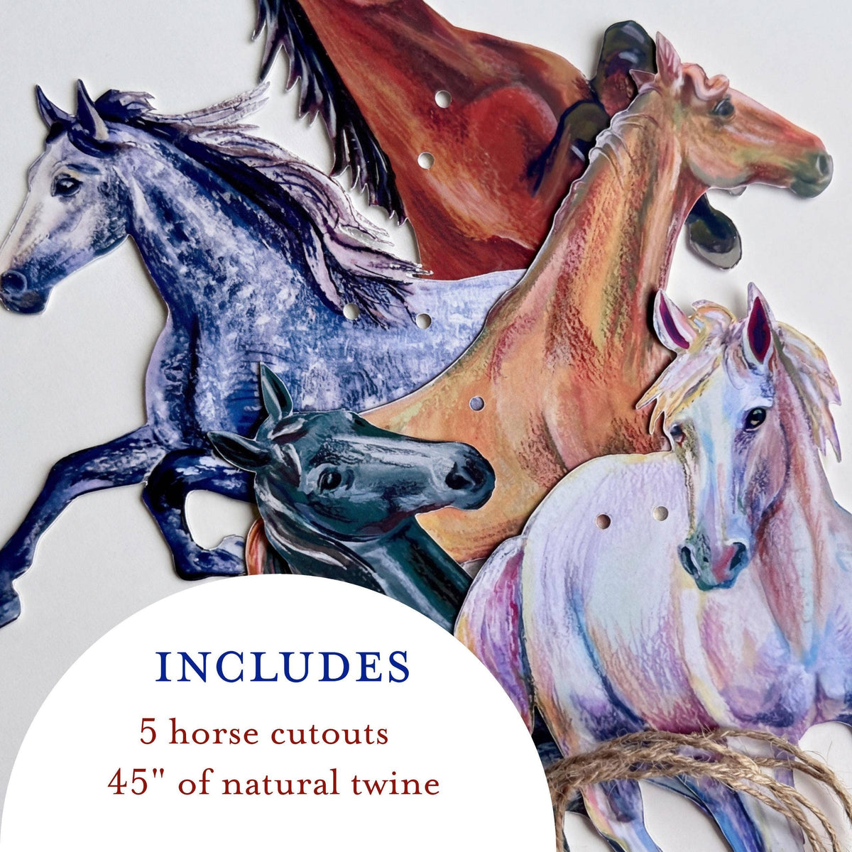 Horse Garland - illustrated paper garland - equestrian party decor - horse lover gift