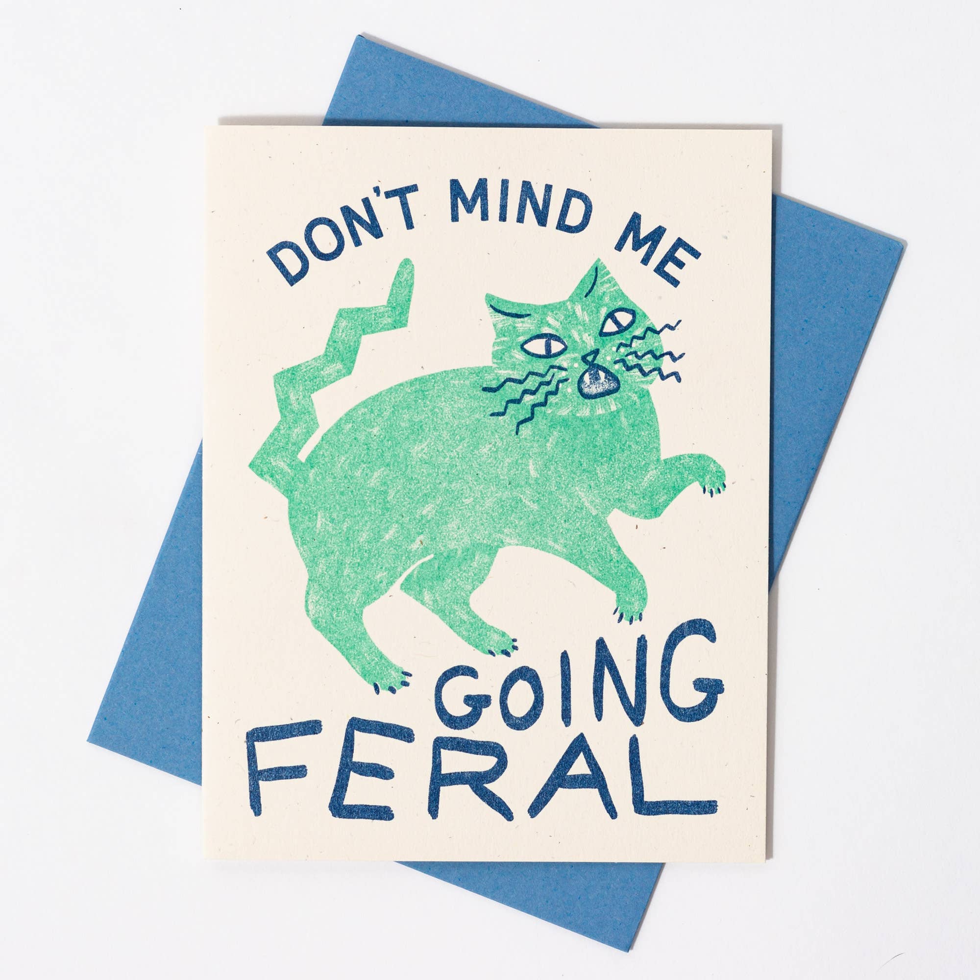 Going Feral Cat - Risograph Greeting Card