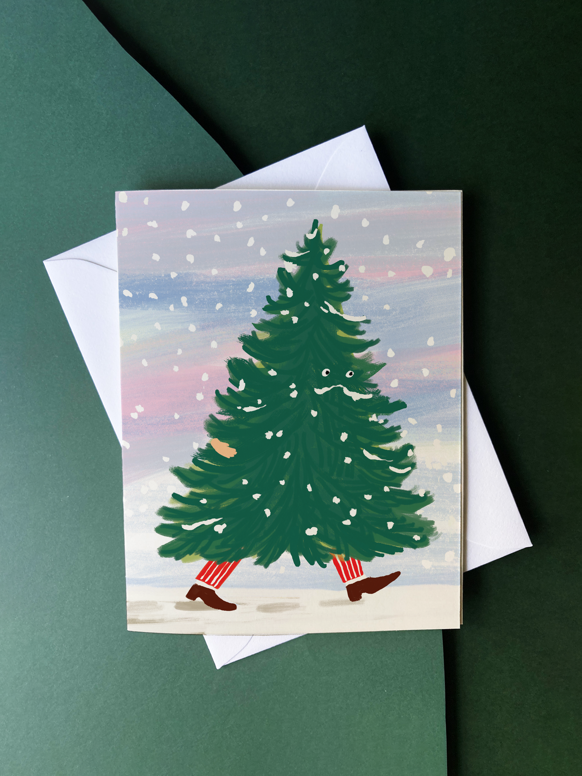 Walking Christmas Tree - Funny Holiday Christmas Card