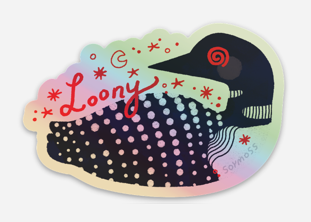 Common Loon "Loony" Glitter & Holographic Stickers: Glitter