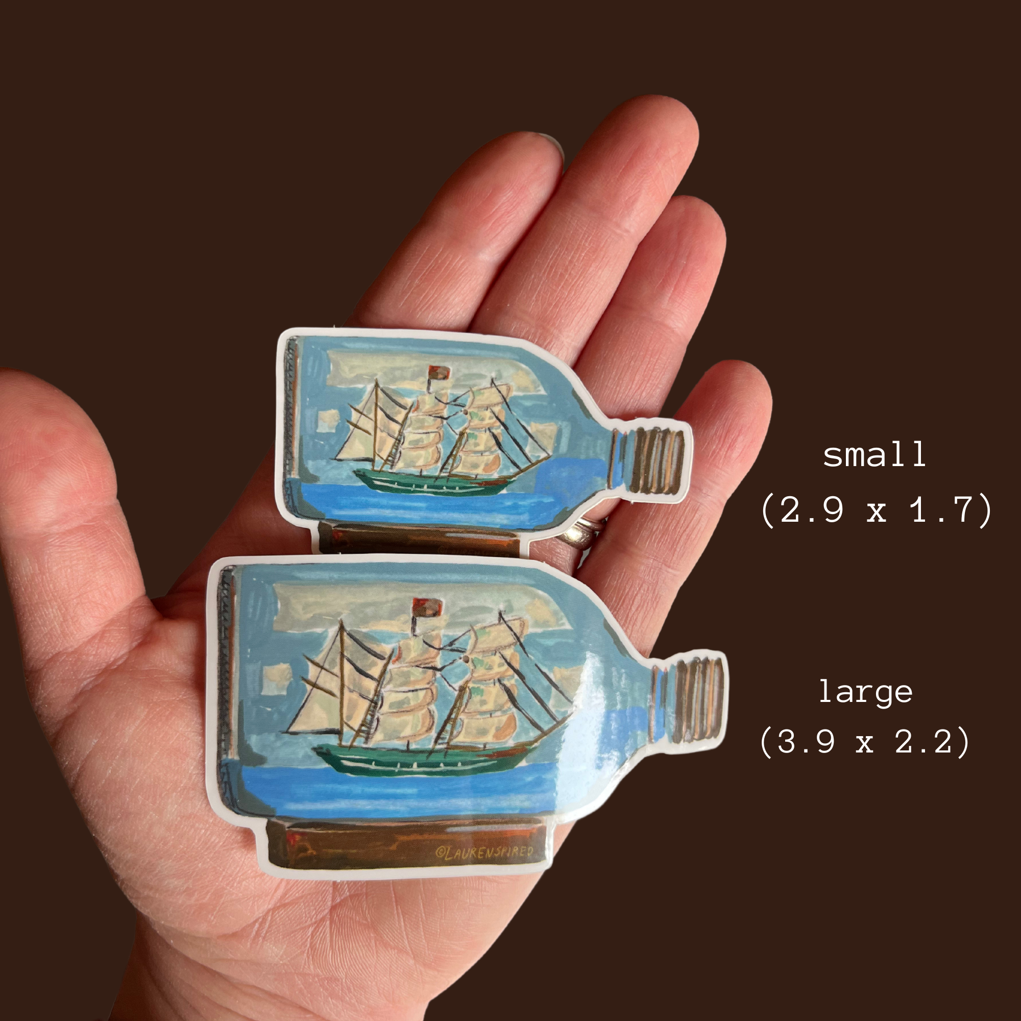 Small Ship in a Bottle Vinyl Sticker, Boat Sticker, Nautical