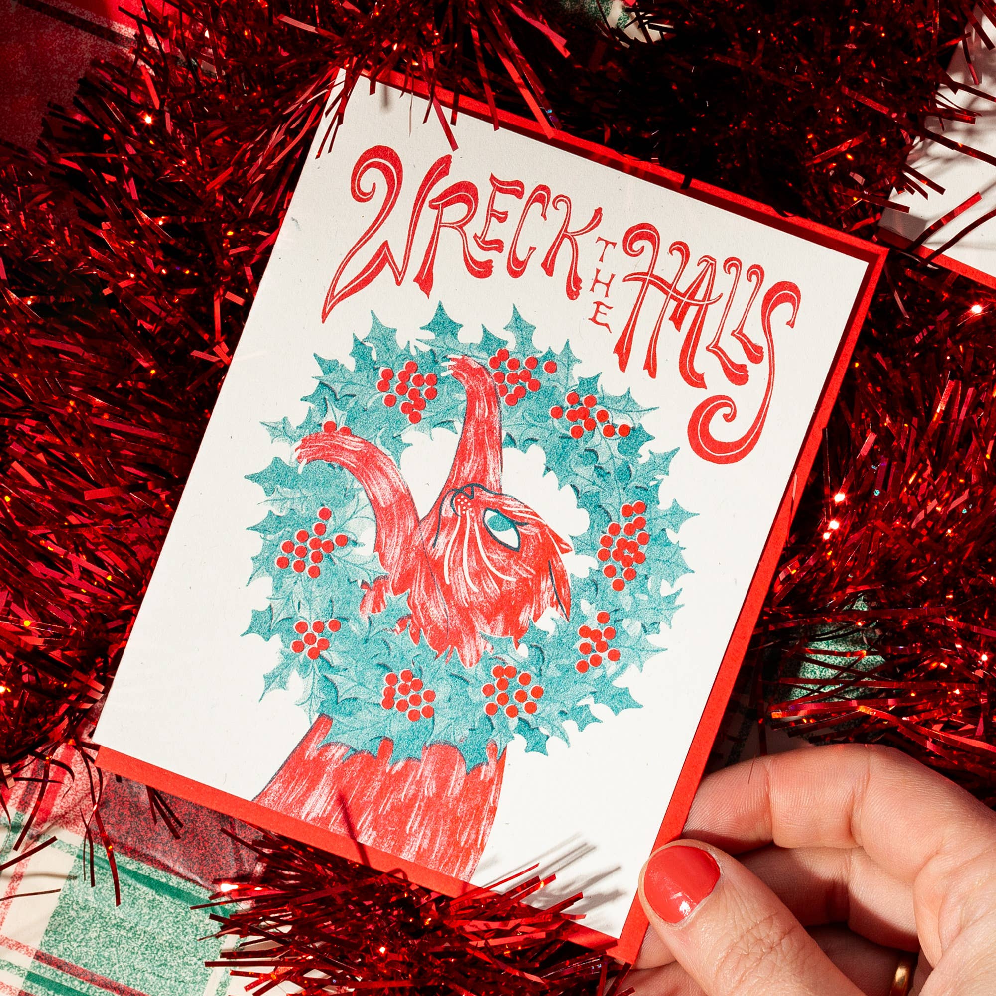 Bromstad Printing Co. - Wreck the Halls - Risograph Christmas Card - VISUAL INDEX