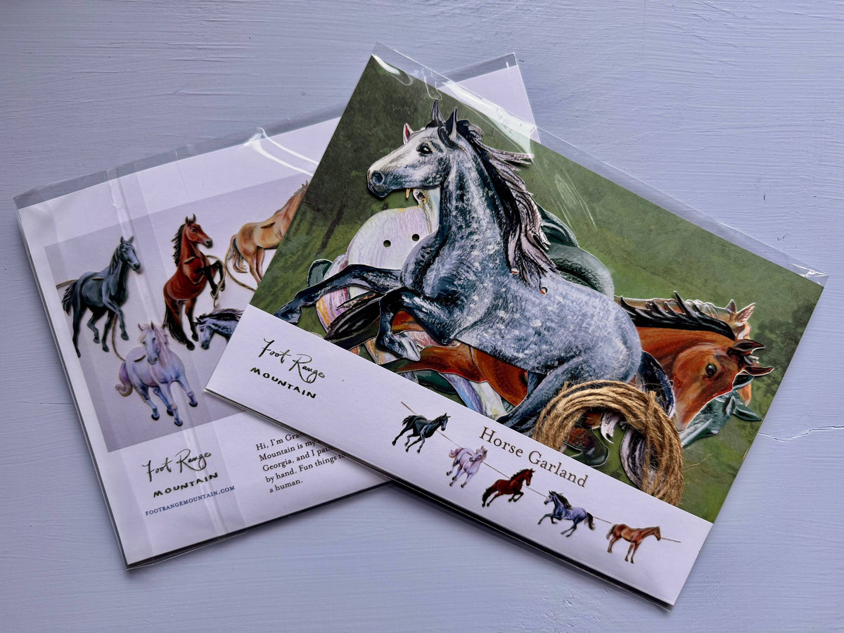 Horse Garland - illustrated paper garland - equestrian party decor - horse lover gift
