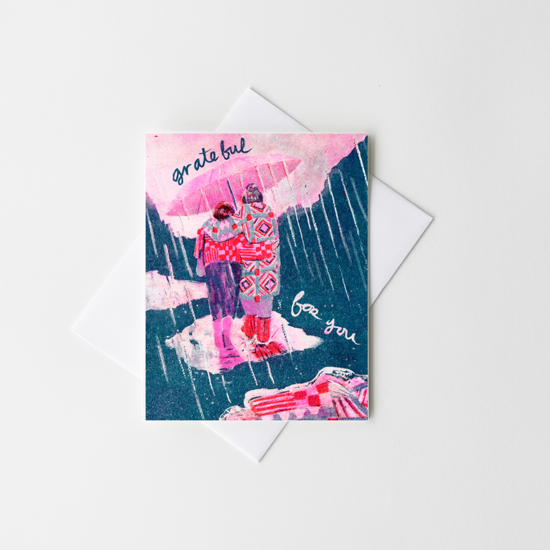 Grateful for You (Quilt Coats) - Gratitude Risograph Card