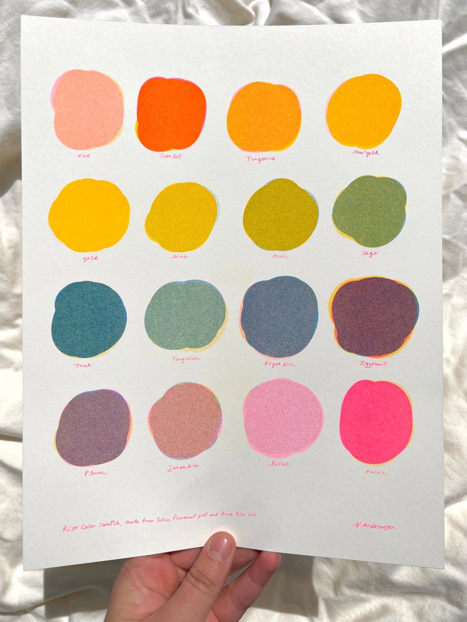Natalie Andrewson - Riso Color Swatch in Blue, Yellow and Fluorescent Pink - VISUAL INDEX