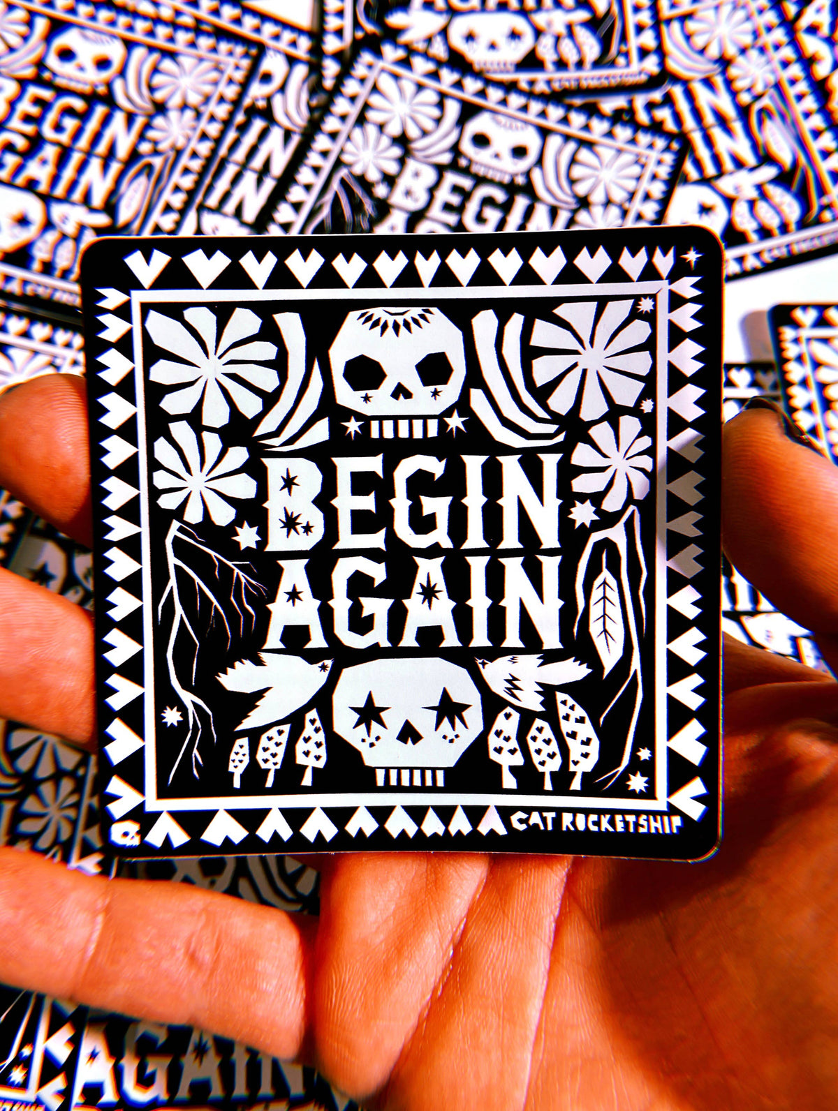 Renew & Begin Again Skull Sticker