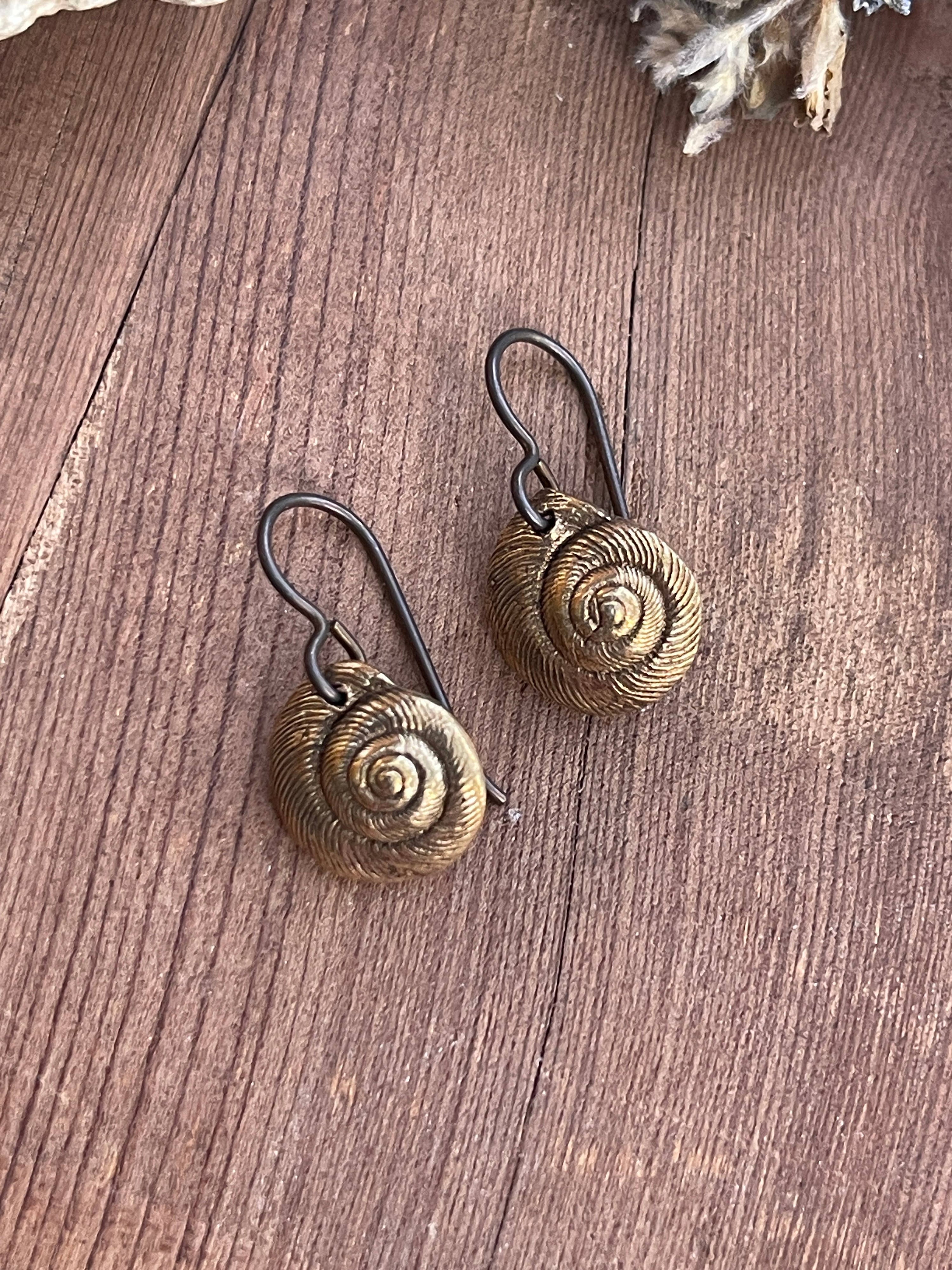 Snail Shell Earrings- Bronze