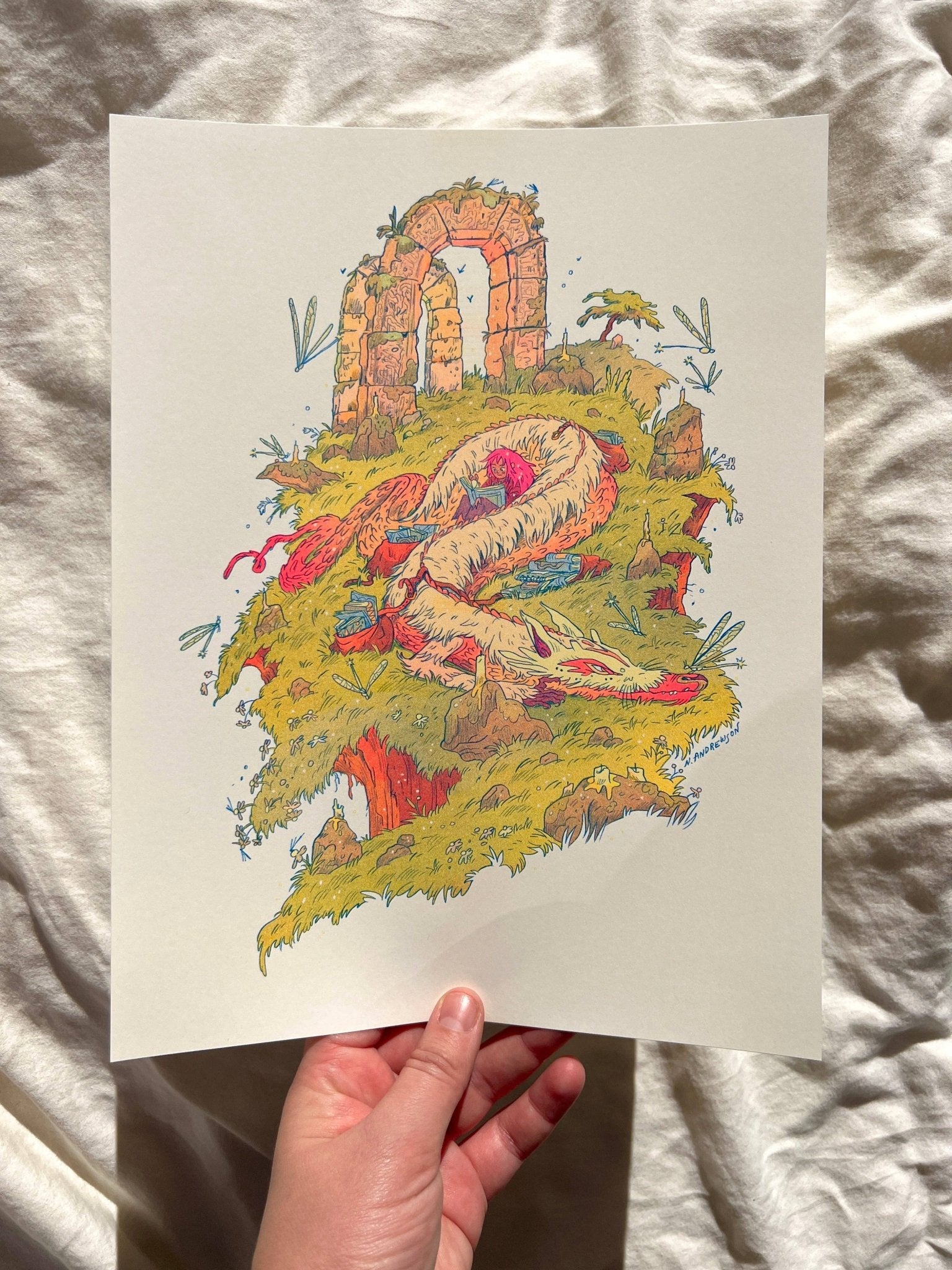 Natalie Andrewson - The Book Dragon - Small Riso Print - VISUAL INDEX