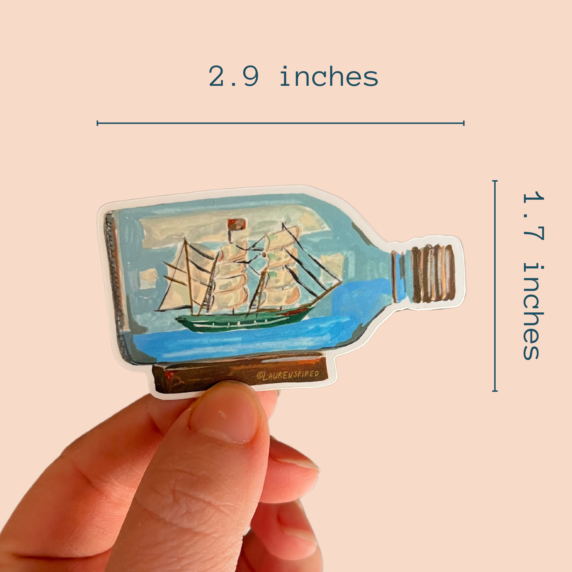 Small Ship in a Bottle Vinyl Sticker, Boat Sticker, Nautical