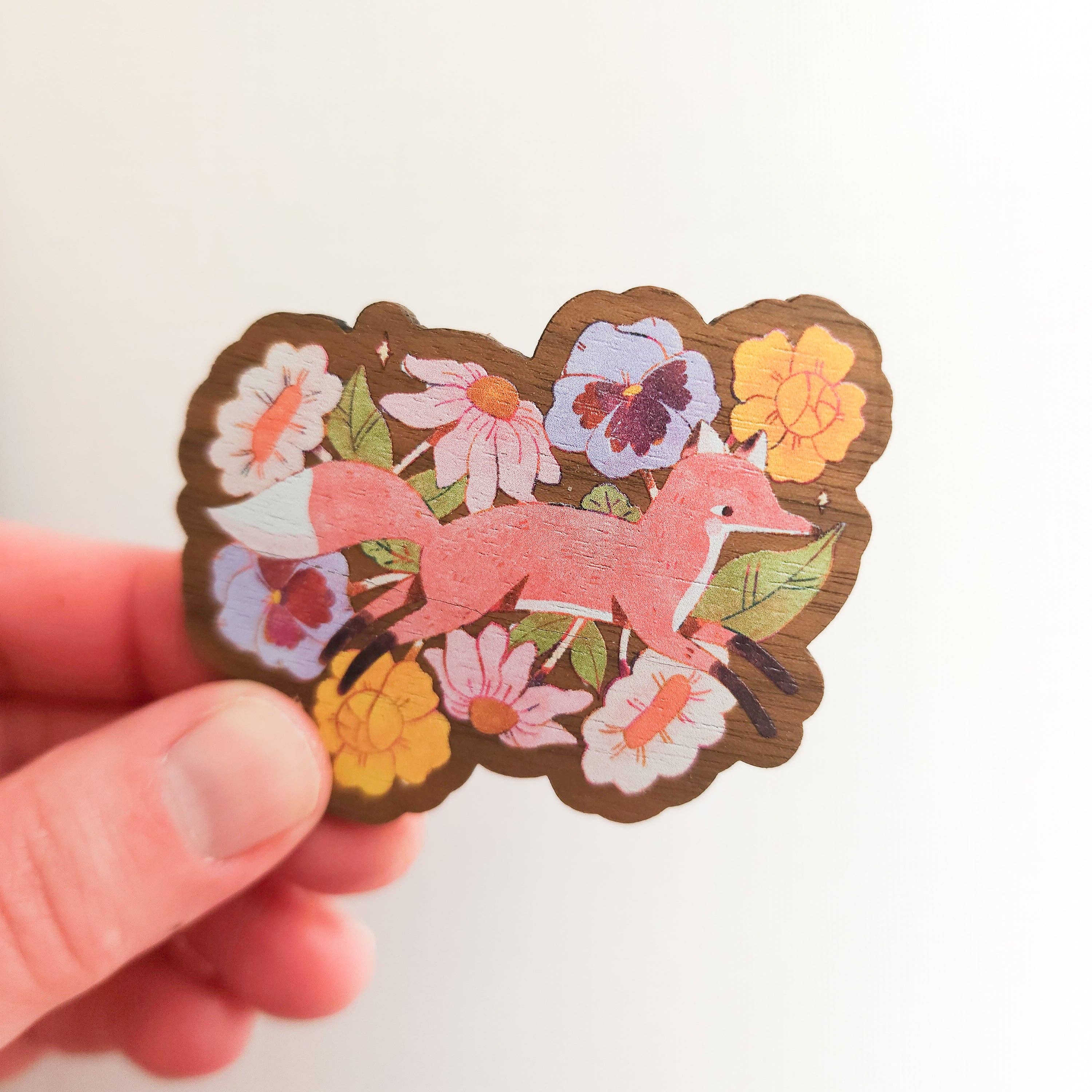 Fox in Blooms Refrigerator Magnet