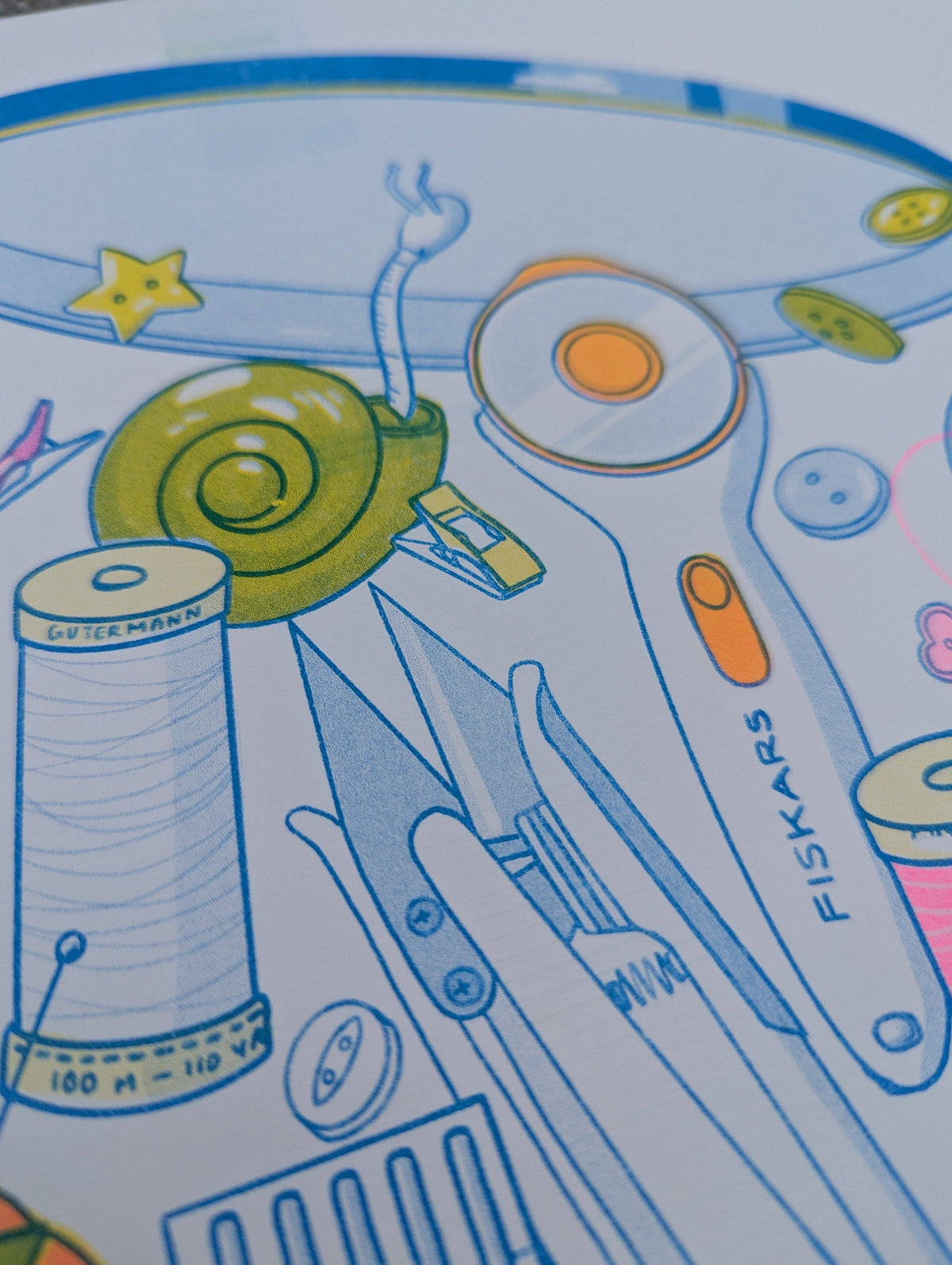 Butter Cookie Sewing Supplies |  Risograph Print: Small