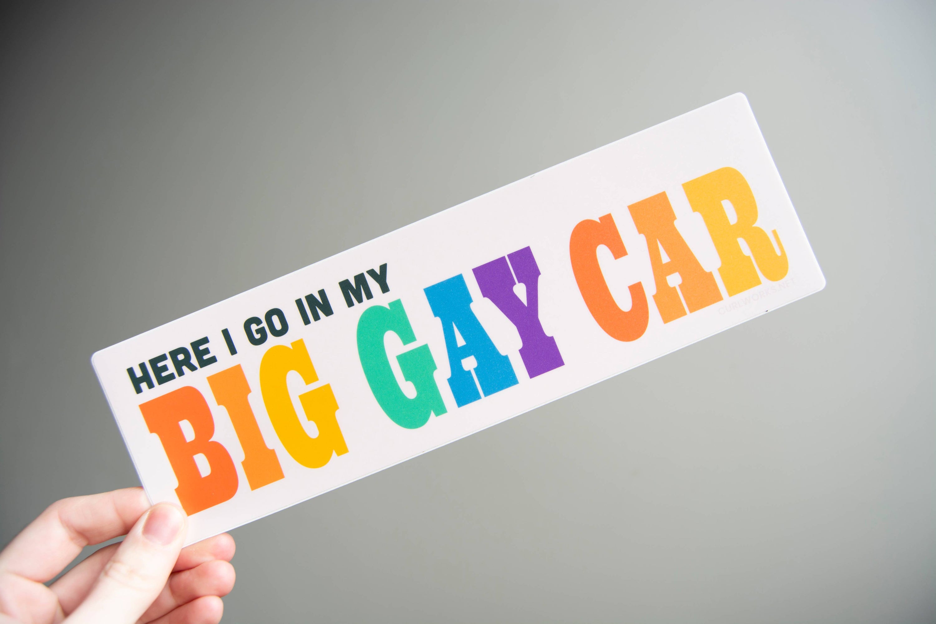 Here I go in my BIG GAY CAR - Matte Vinyl 10" Bumper Sticker