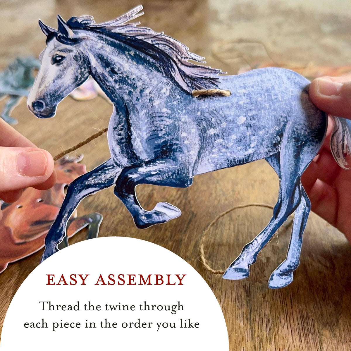 Horse Garland - illustrated paper garland - equestrian party decor - horse lover gift