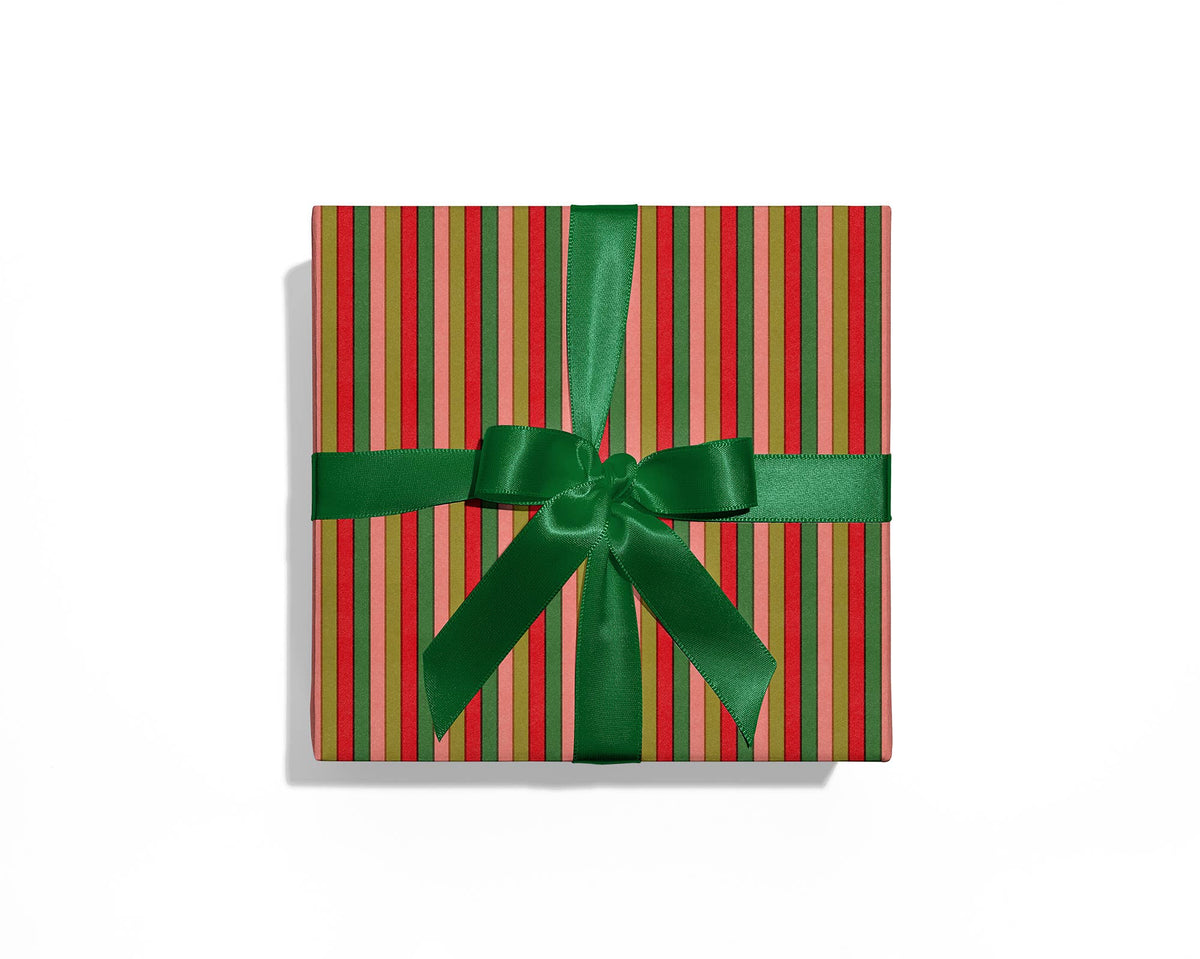 Holiday Multi Stripe Wrapping Paper- Roll of 3 Sheets
