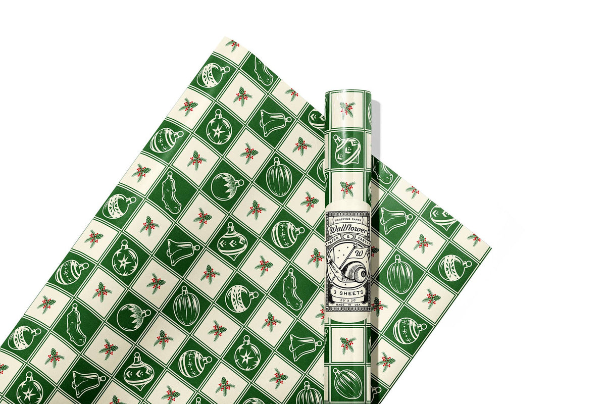 Ornaments Wrapping Paper- Roll of 3 Sheets