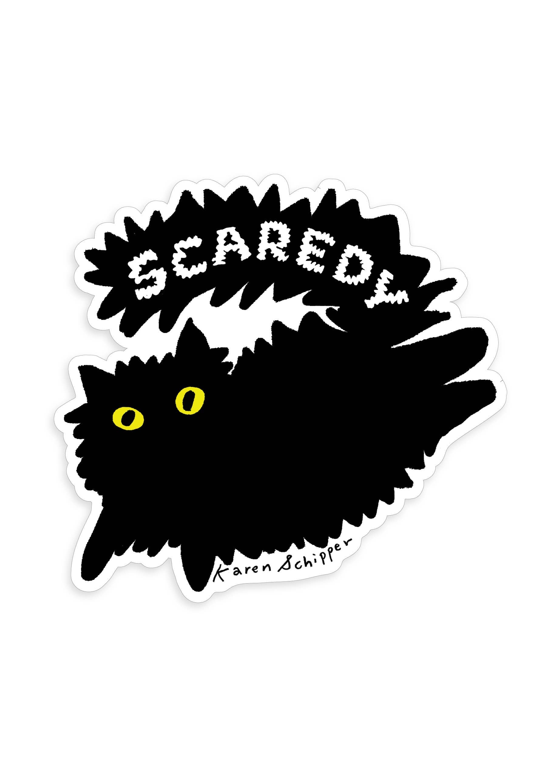 Scaredy Cat Sticker - Funny Black Cat Vinyl Sticker