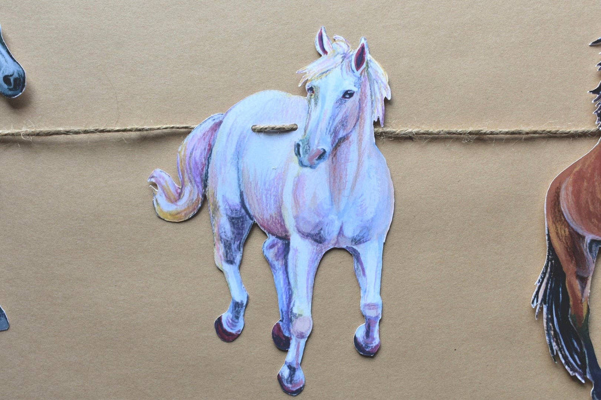 Horse Garland - illustrated paper garland - equestrian party decor - horse lover gift