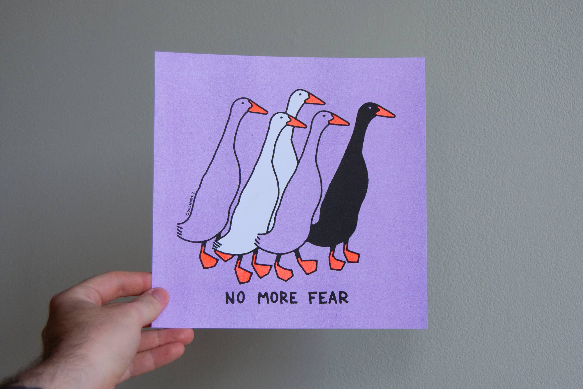 "No More Fear" Runner Ducks Risograph Print
