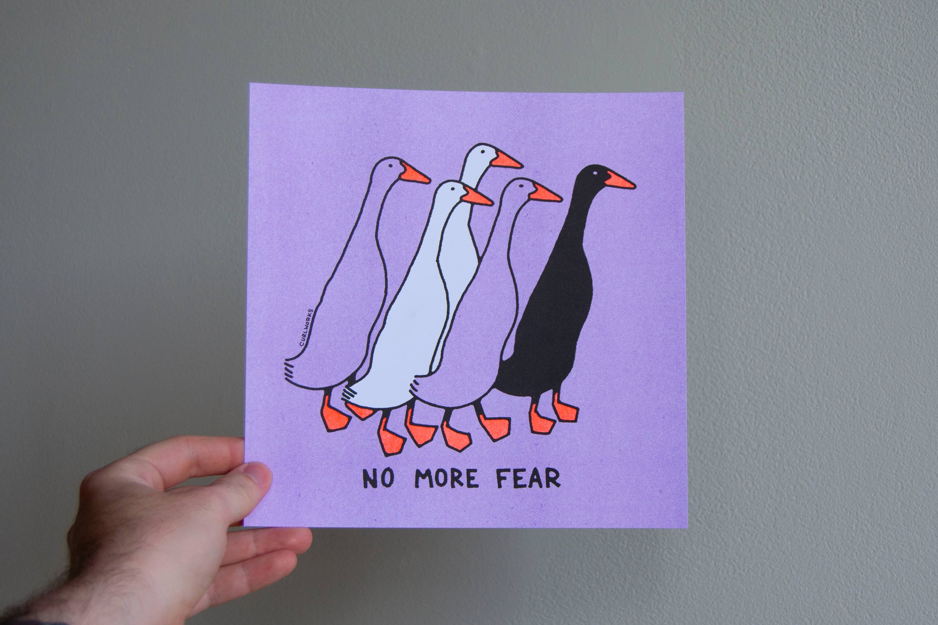 "No More Fear" Runner Ducks Risograph Print