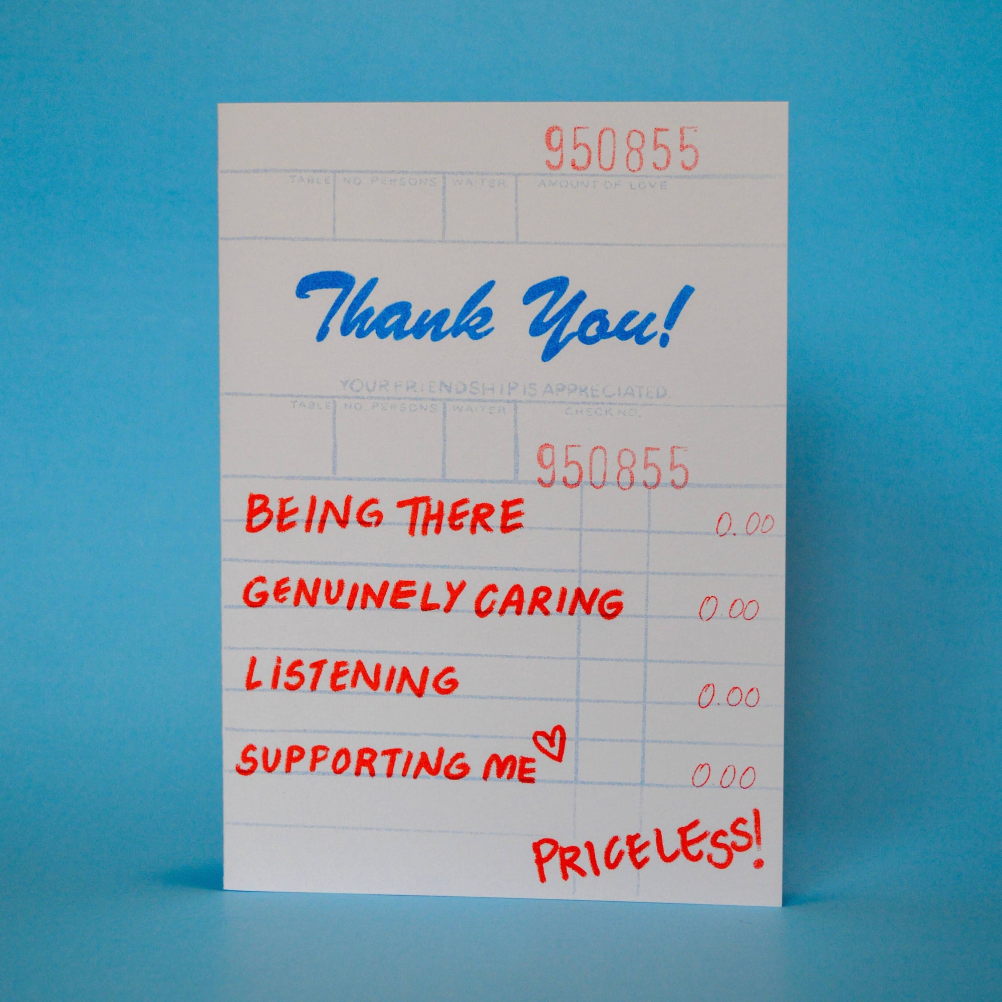 Thank You Diner Receipt Risograph Greeting Card
