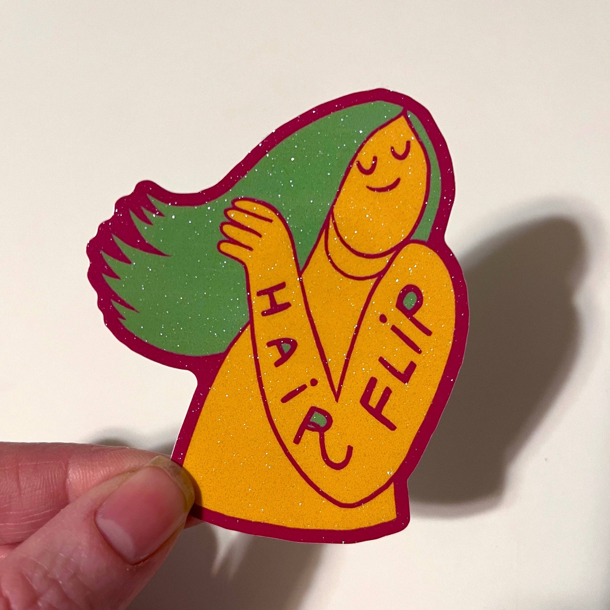 Hair Flip Glitter Sticker