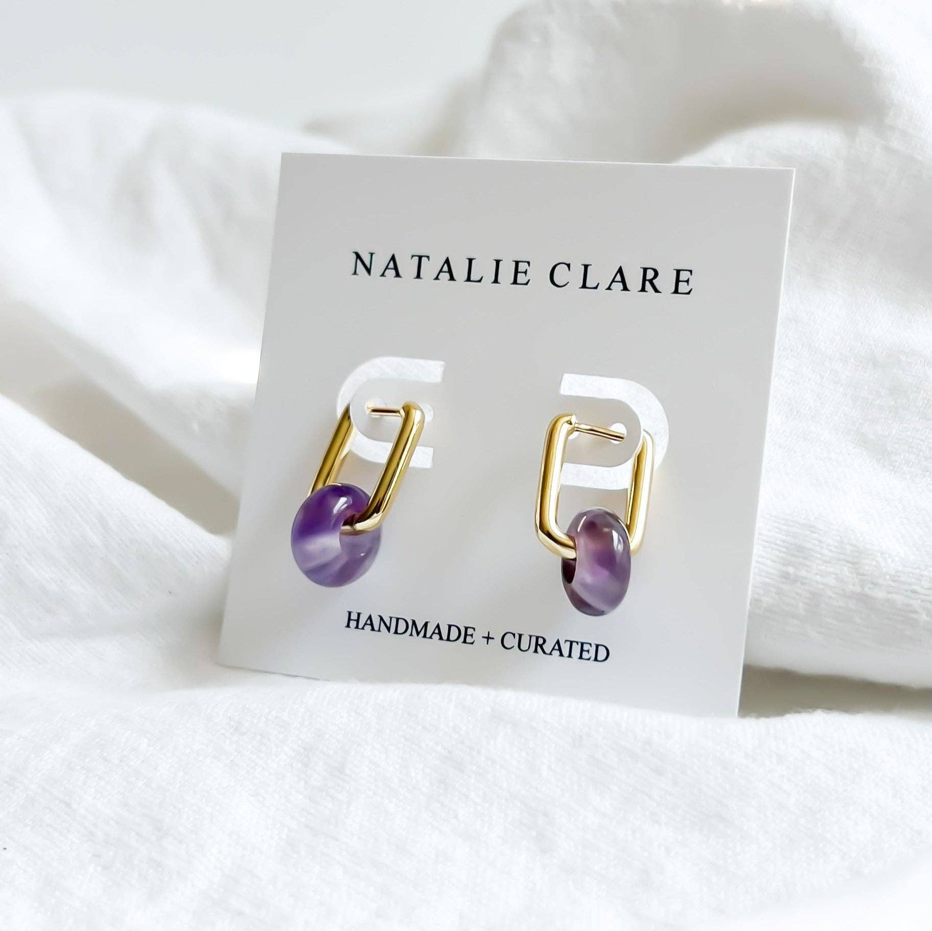 Amethyst Huggie Hoop