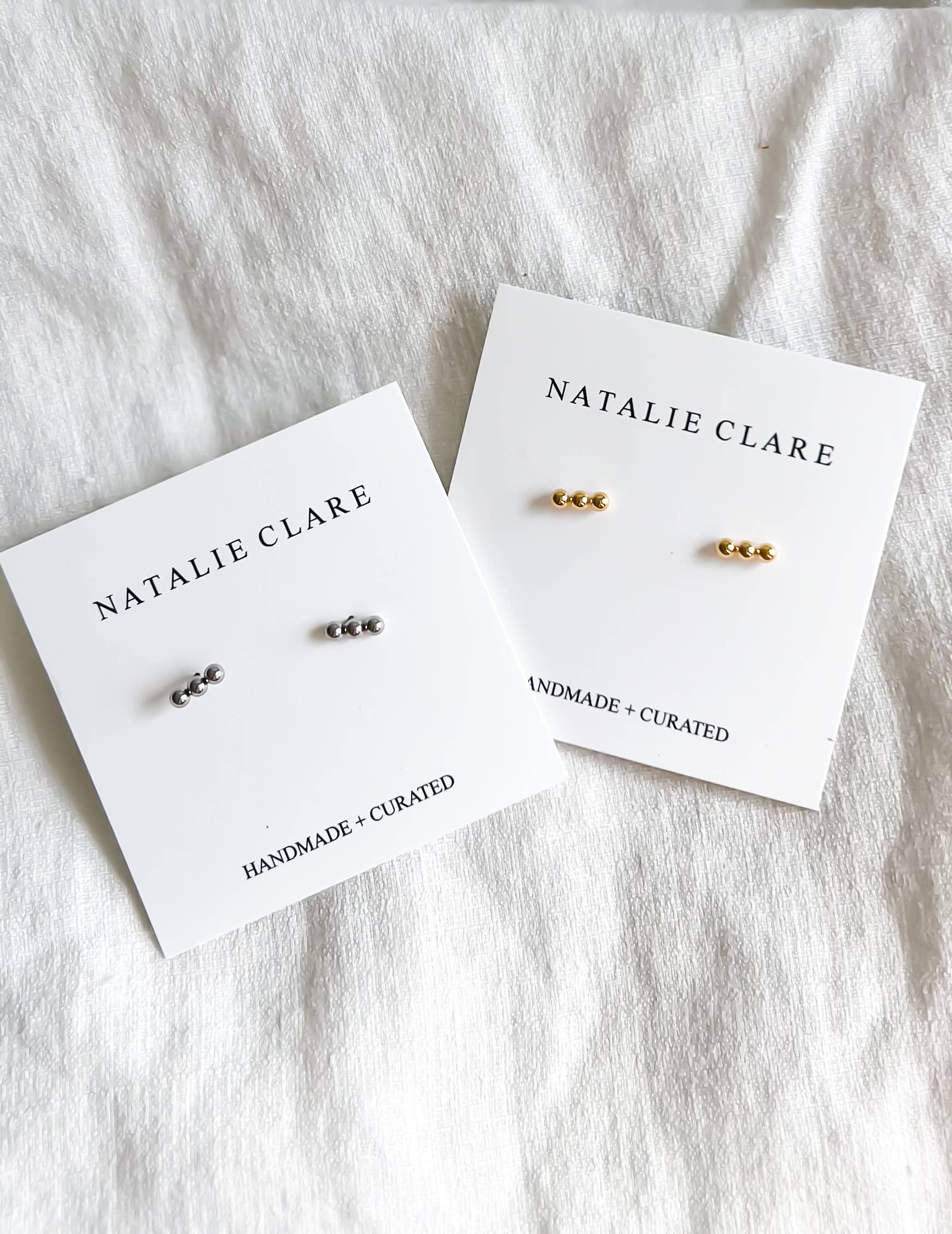 Three Bead Stud: Silver