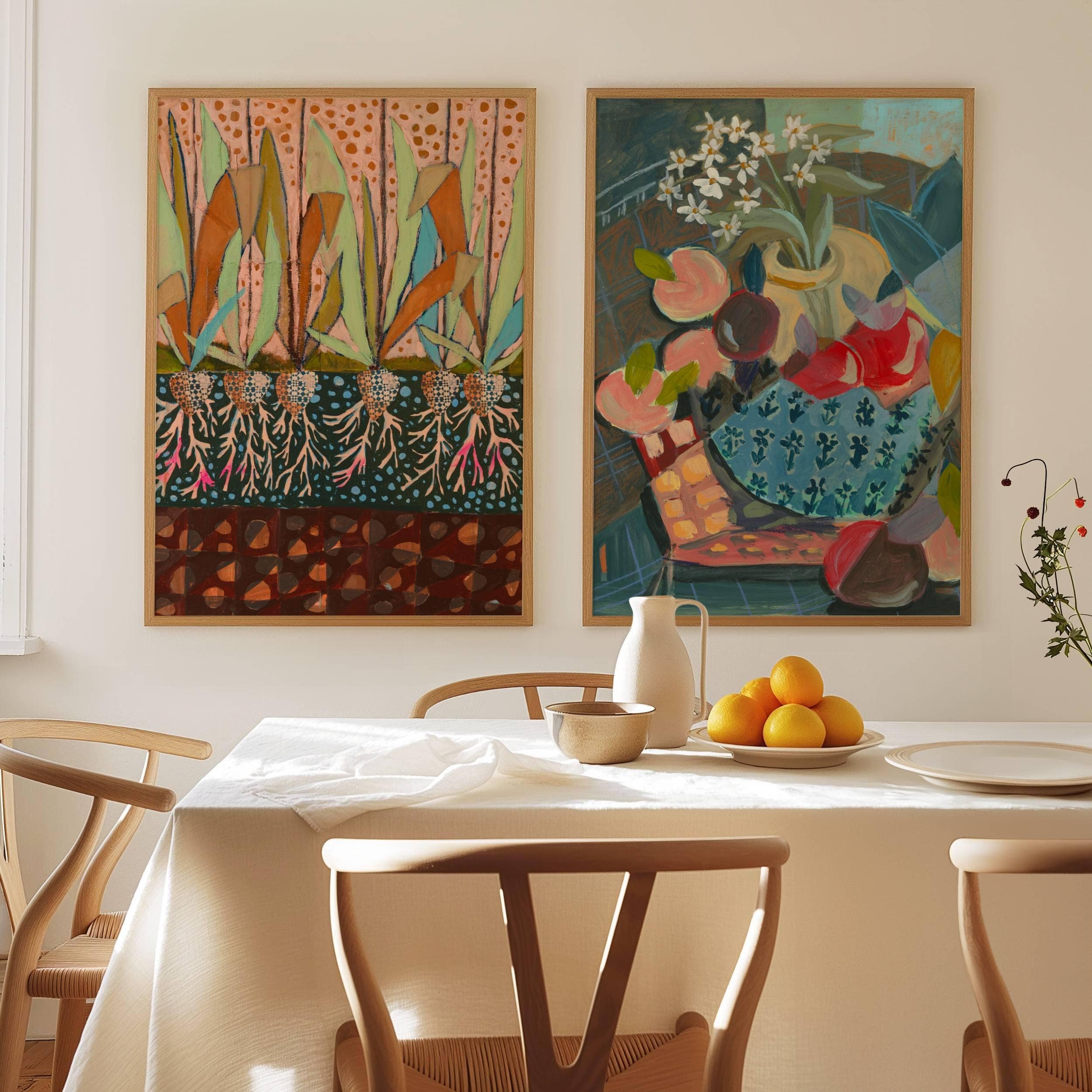 Tulip Bulbs, Floral Wall Art, quilt art, colorful print: 8″×10″
