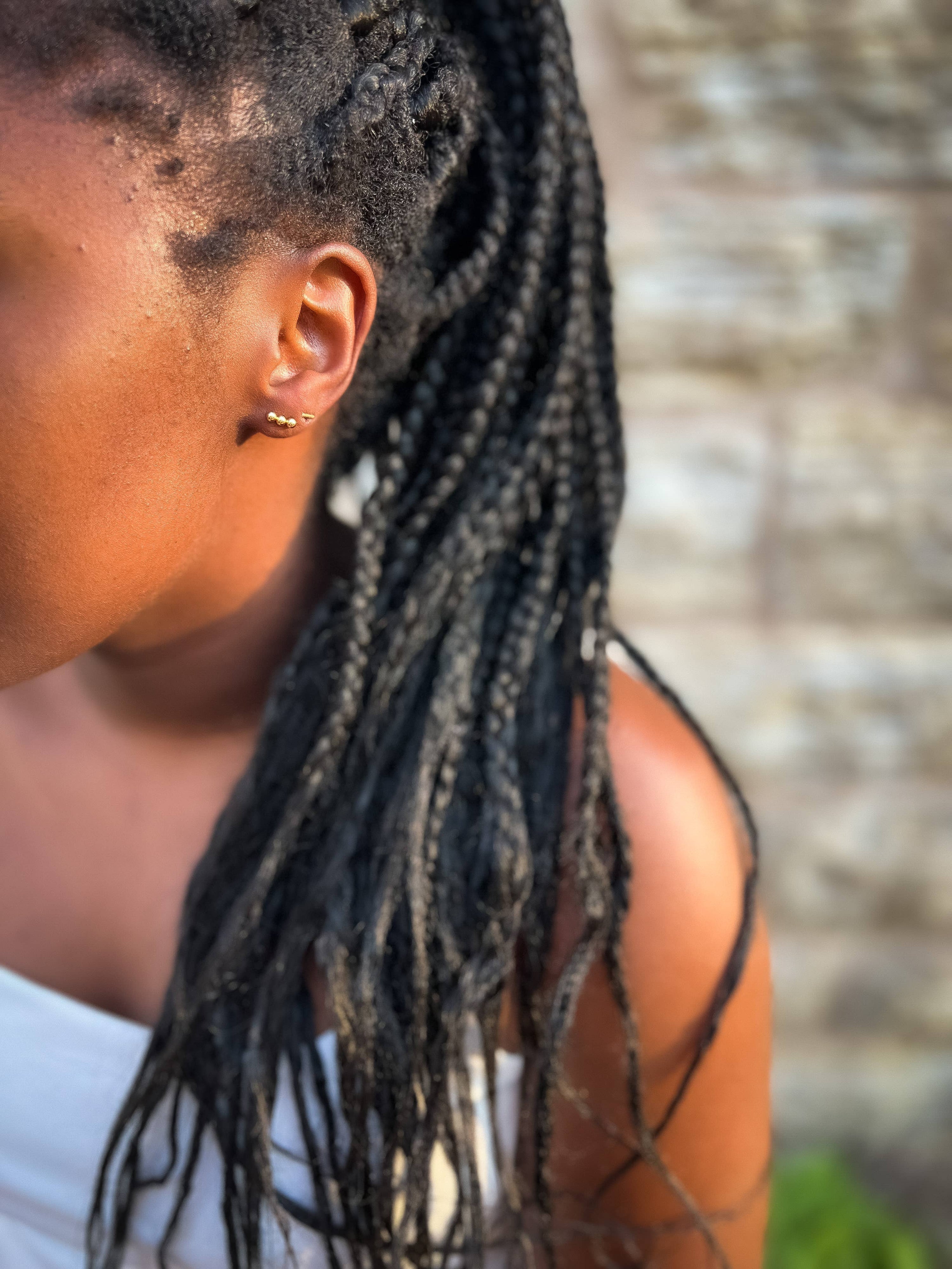 Three Bead Stud: Yellow Gold